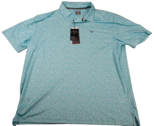 Callaway Polo Shirt Mens XL Blue Radiant OptiDri Geometric Golf Stretch UV 13170