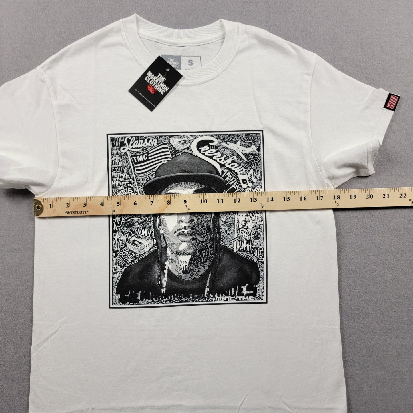 The Marathon Clothing Shirt Mens Small White Graphic TMC Crenshaw Run A Lap Tee8