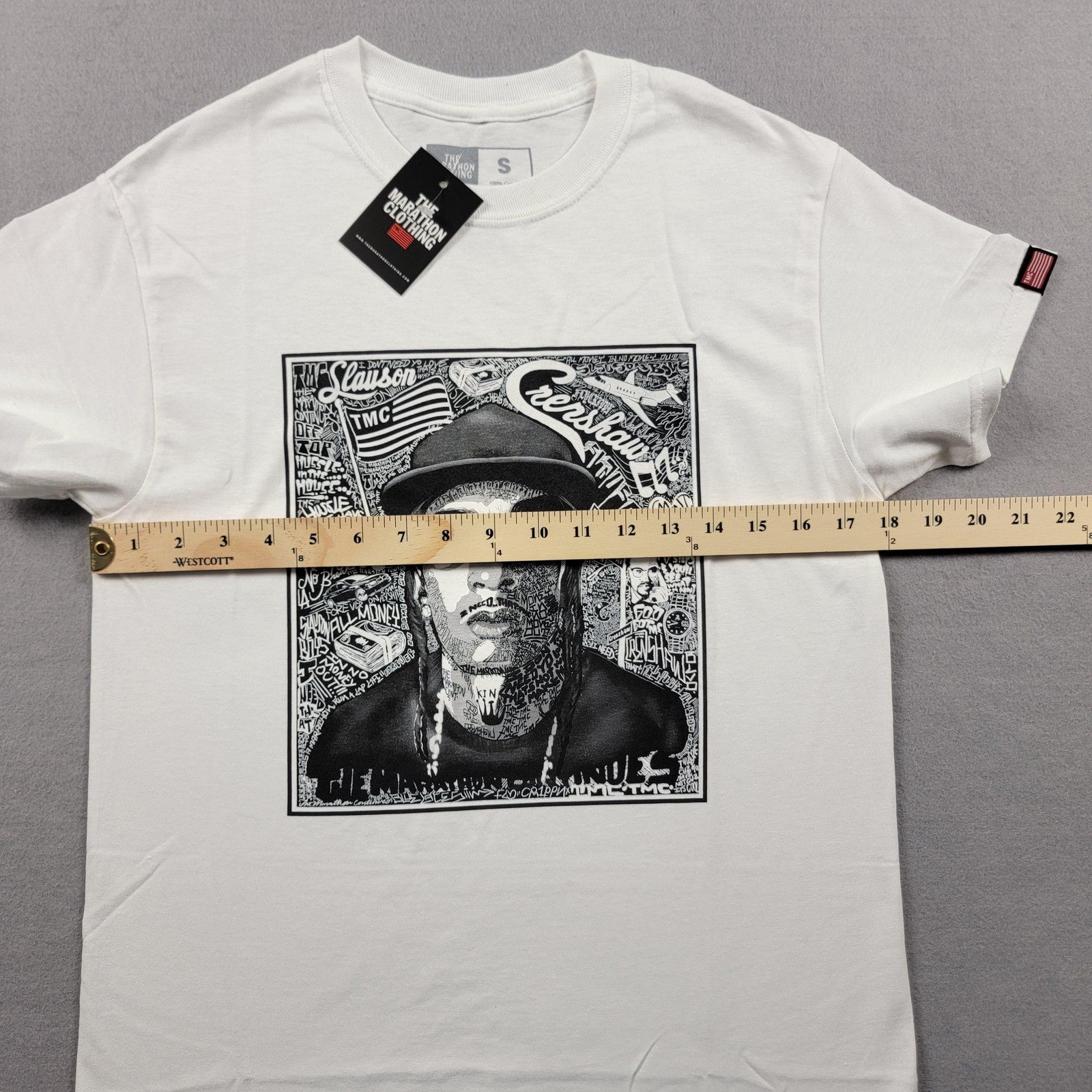 The Marathon Clothing Shirt Mens Small White Graphic TMC Crenshaw Run A Lap Tee8