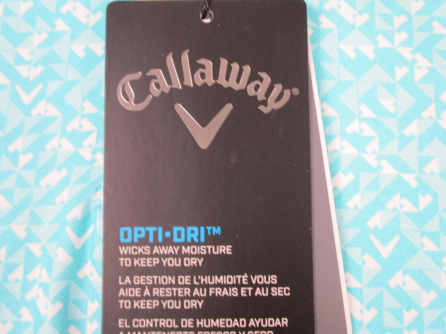 Callaway Polo Shirt Mens XL Blue Radiant OptiDri Geometric Golf Stretch UV 13174