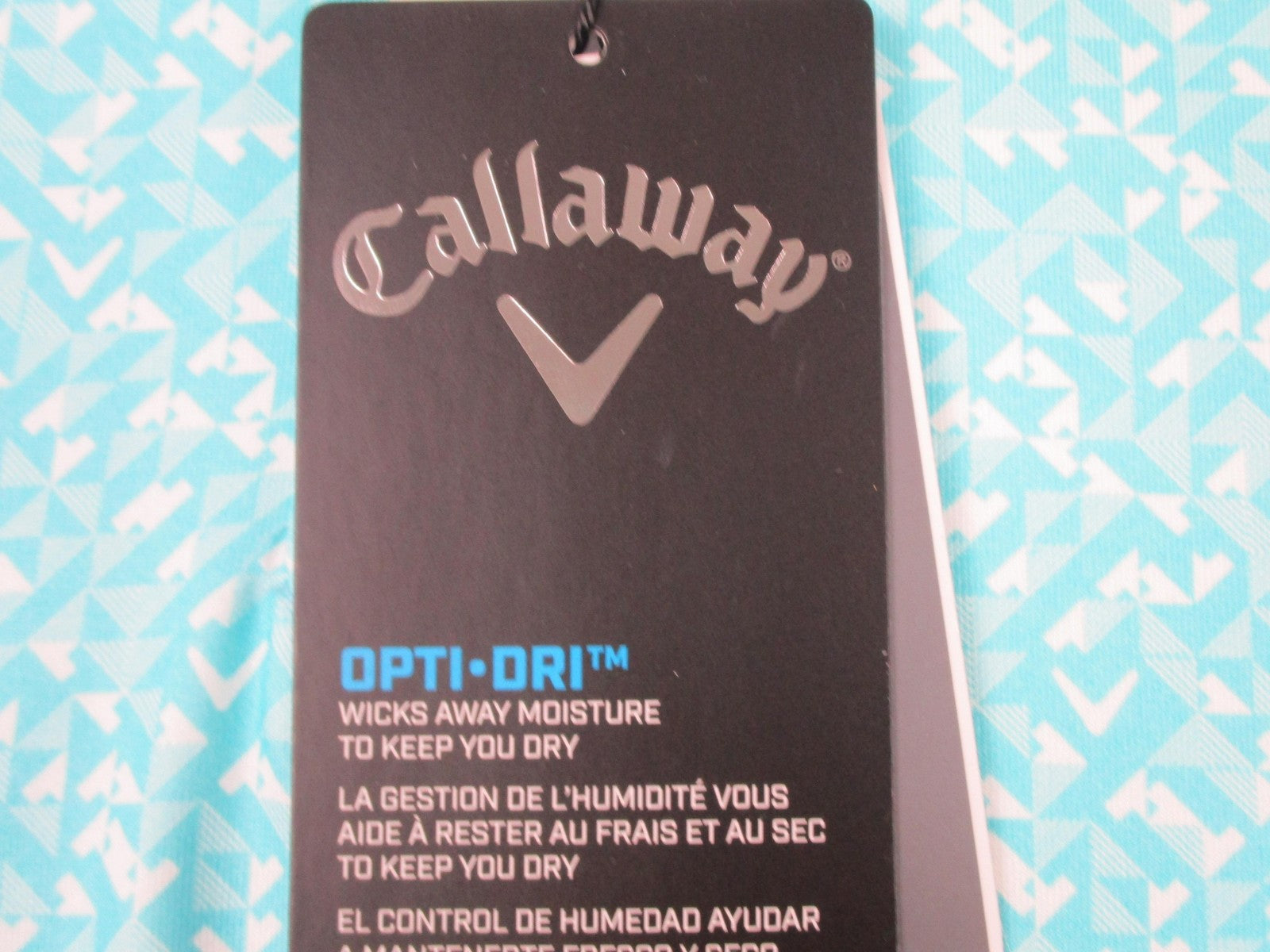 Callaway Polo Shirt Mens XL Blue Radiant OptiDri Geometric Golf Stretch UV 13174