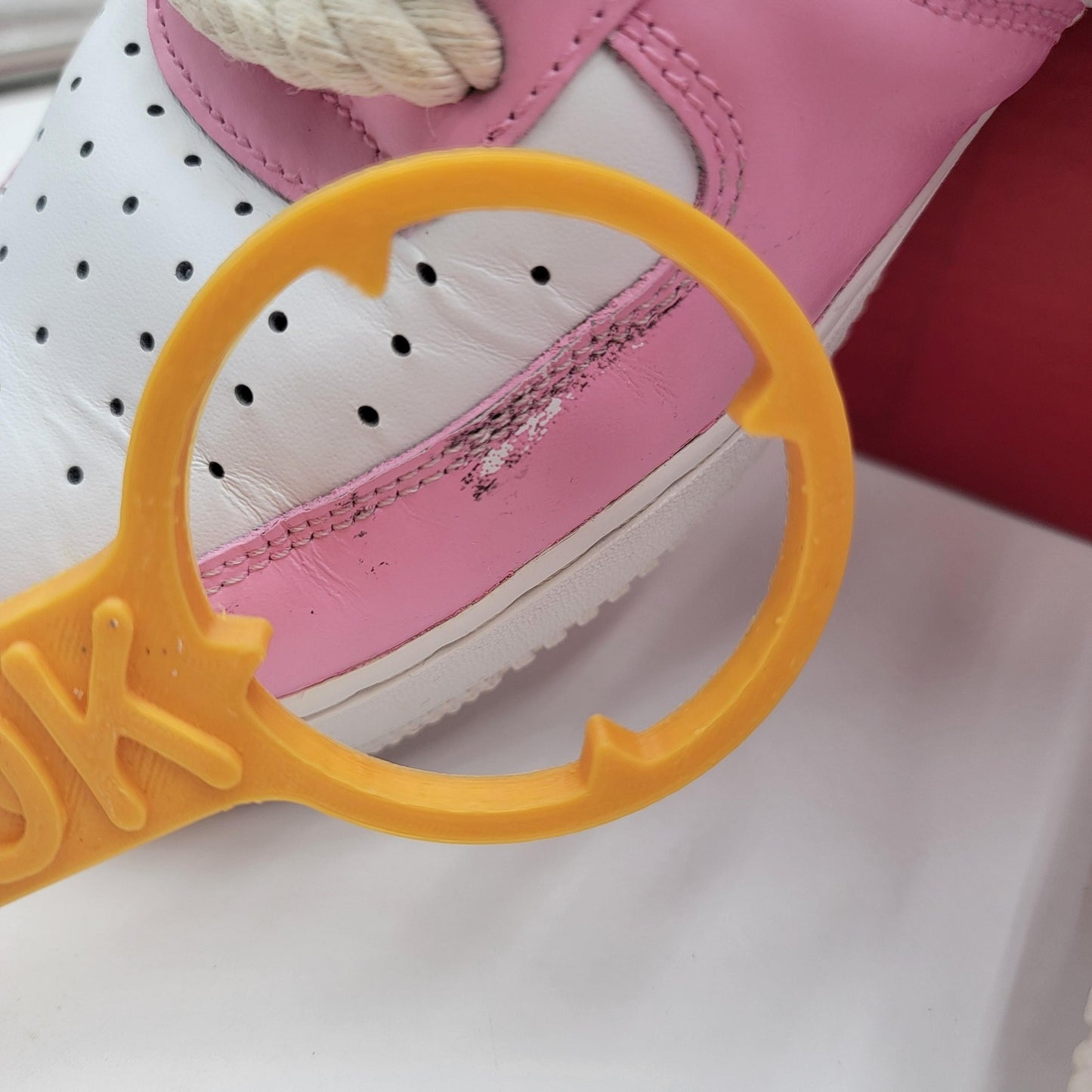 Nike Air Force 1 Low Shoes Mens Size 12 Pink White MBM Rope Laces Custom (1C6)15