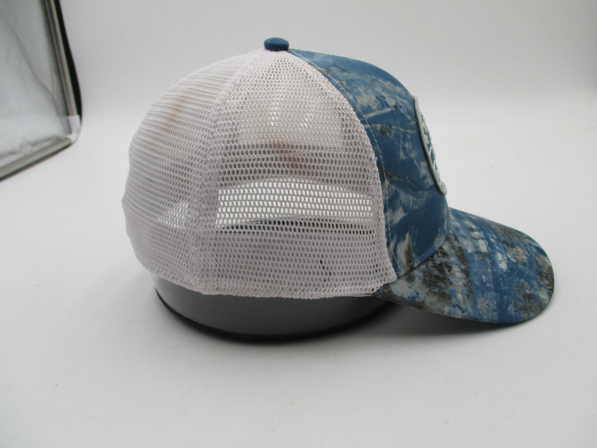 Realtree Fishing Hat Cap Fitted Mens L/XL Blue Camo Mesh Trucker Patch10