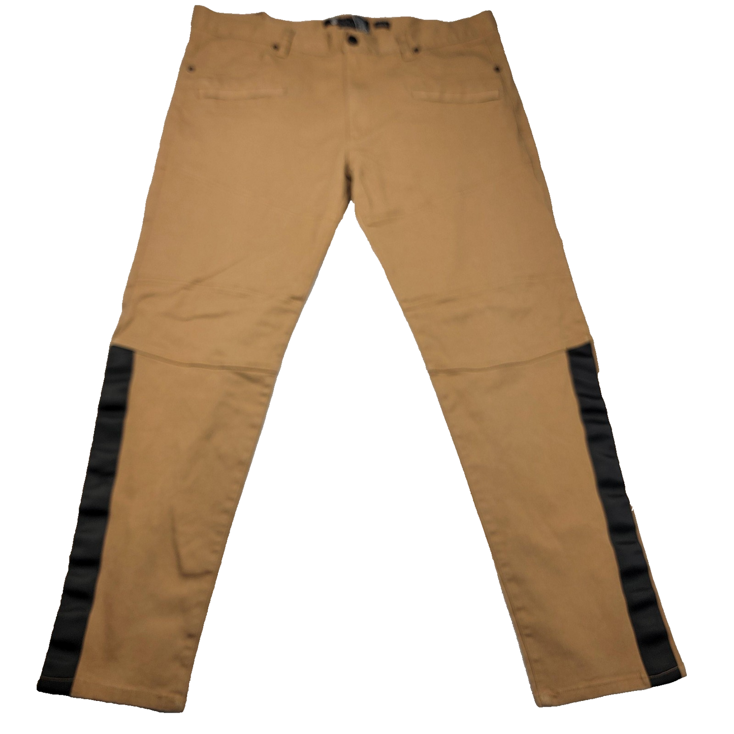 Rocawear Pants Men 42x32 Tan Khaki Slim Fit Chino Twill Side Stripe Stretch 11990