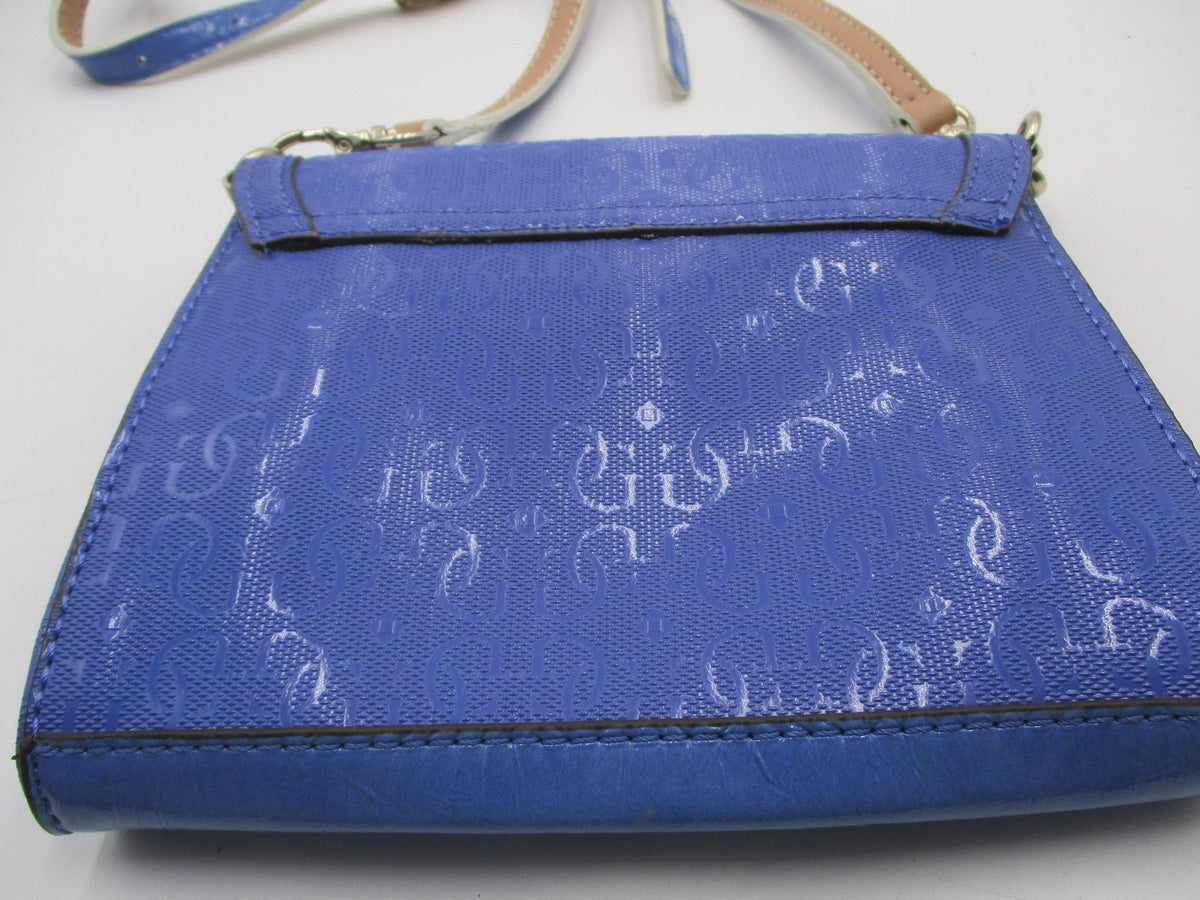 Guess Crossbody Bag Womens Small Blue Logo Faux Leather Magnetic Flap Purse3