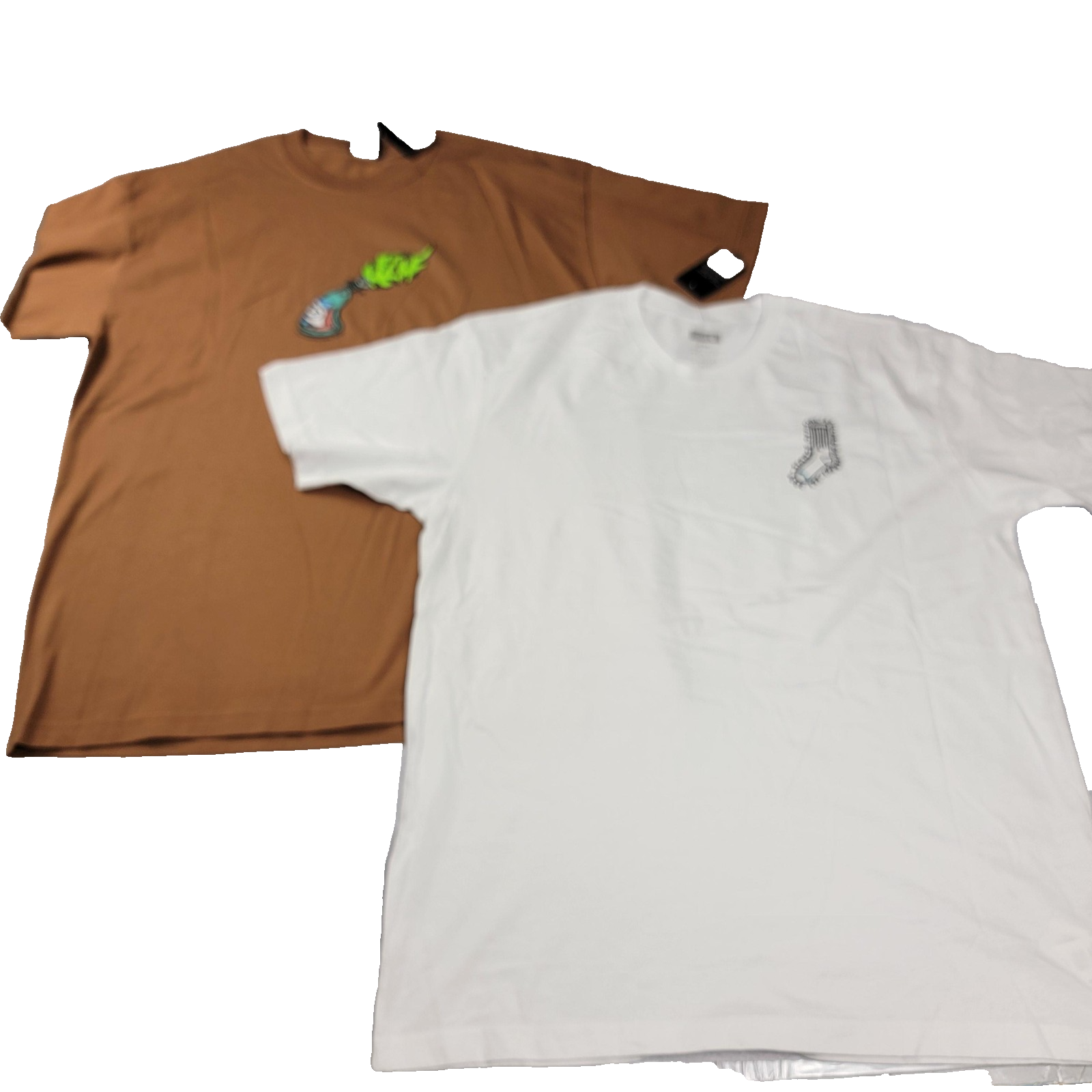 HUF Firestarter Brown + Stance Crew T White 2 PK Mens Sz XL Short Sleeves
