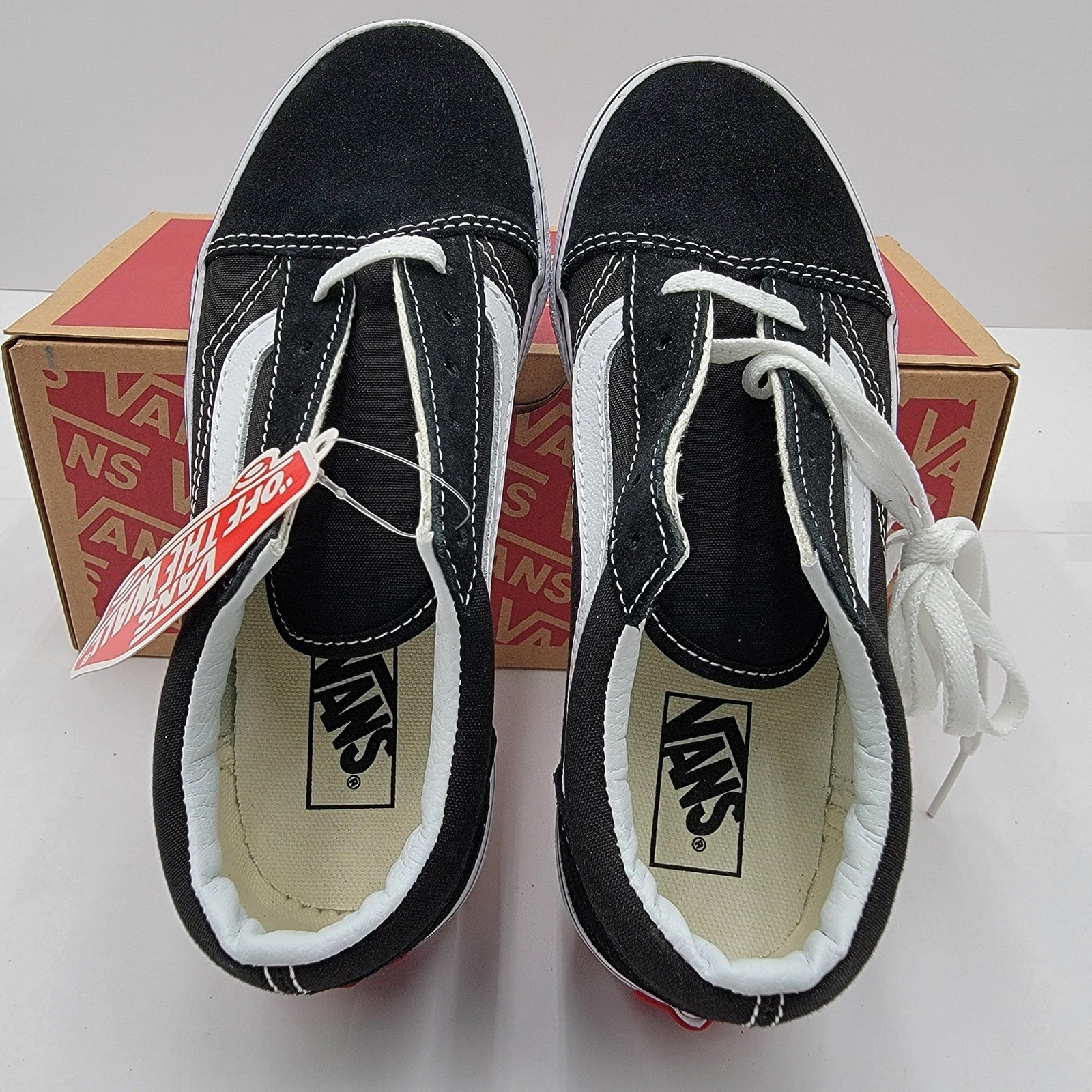 Vans Old Skool Shoes Kids Size 2.5 Classic Skate Black True White VN000W9T6BT5