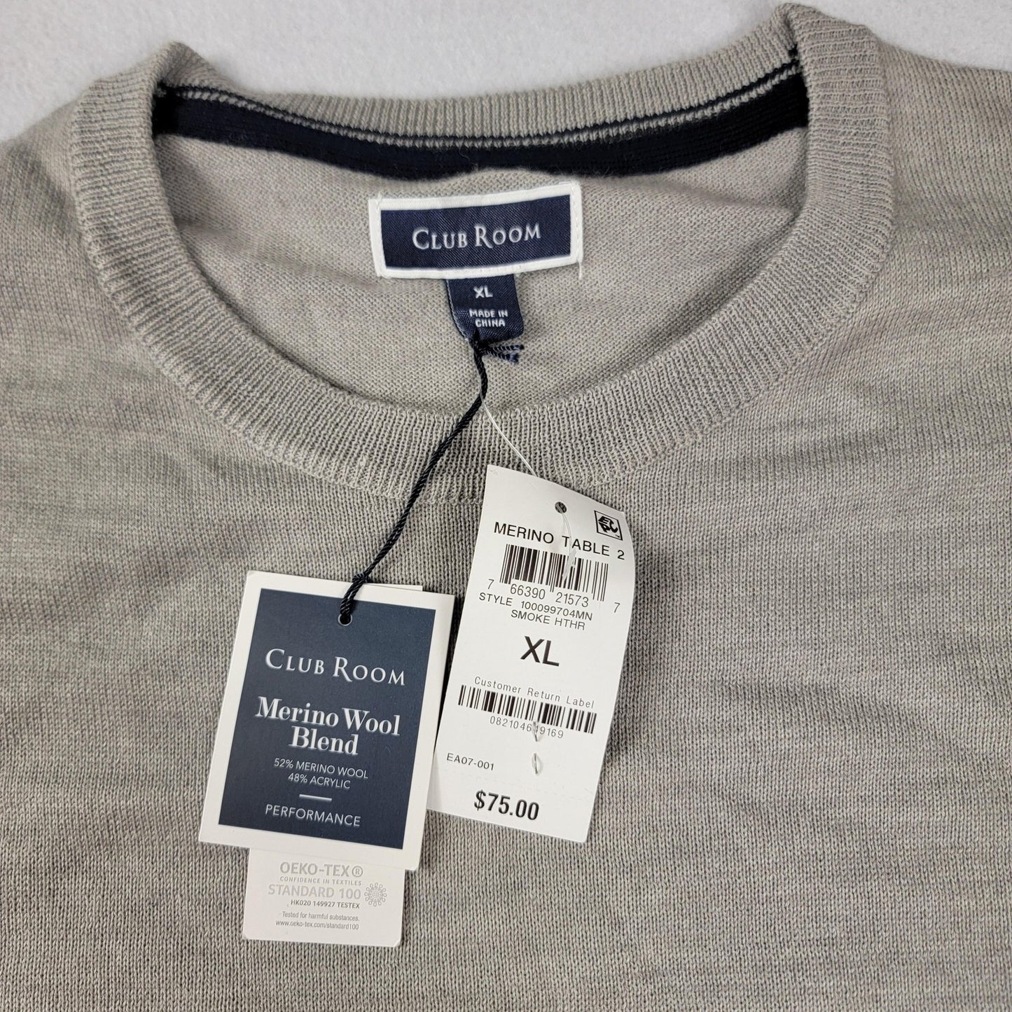 Club Room Merino Wool & Ike Behar Pullover Sz XL