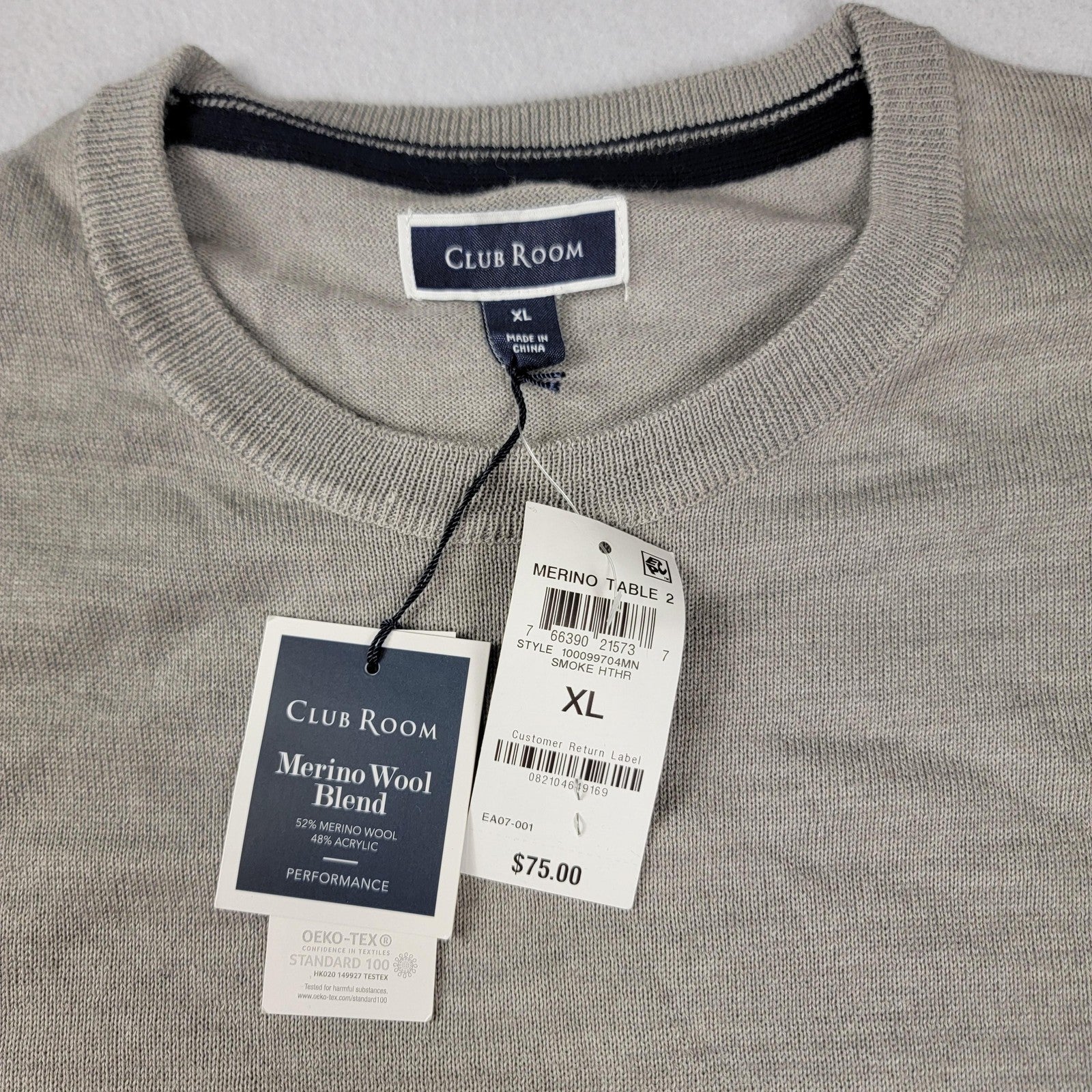 Club Room Merino Wool & Ike Behar Pullover Sz XL