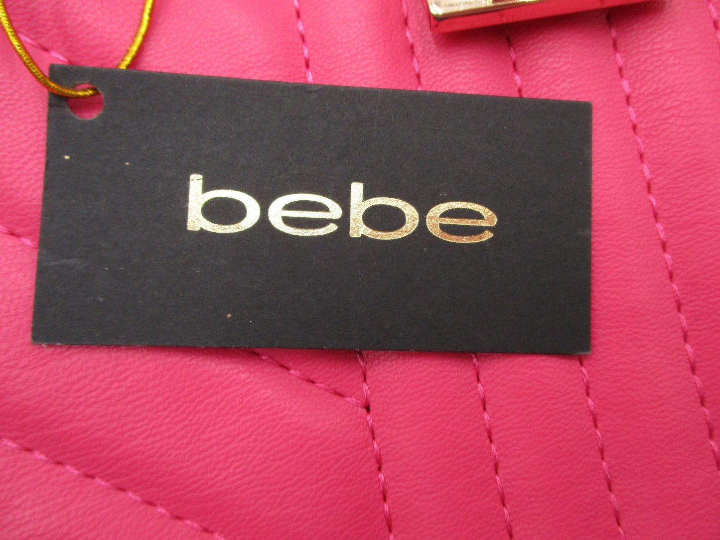 Bebe Satchel Bag Womens Mini Hot Pink Quilted Faux Leather Crossbody Purse Gold4