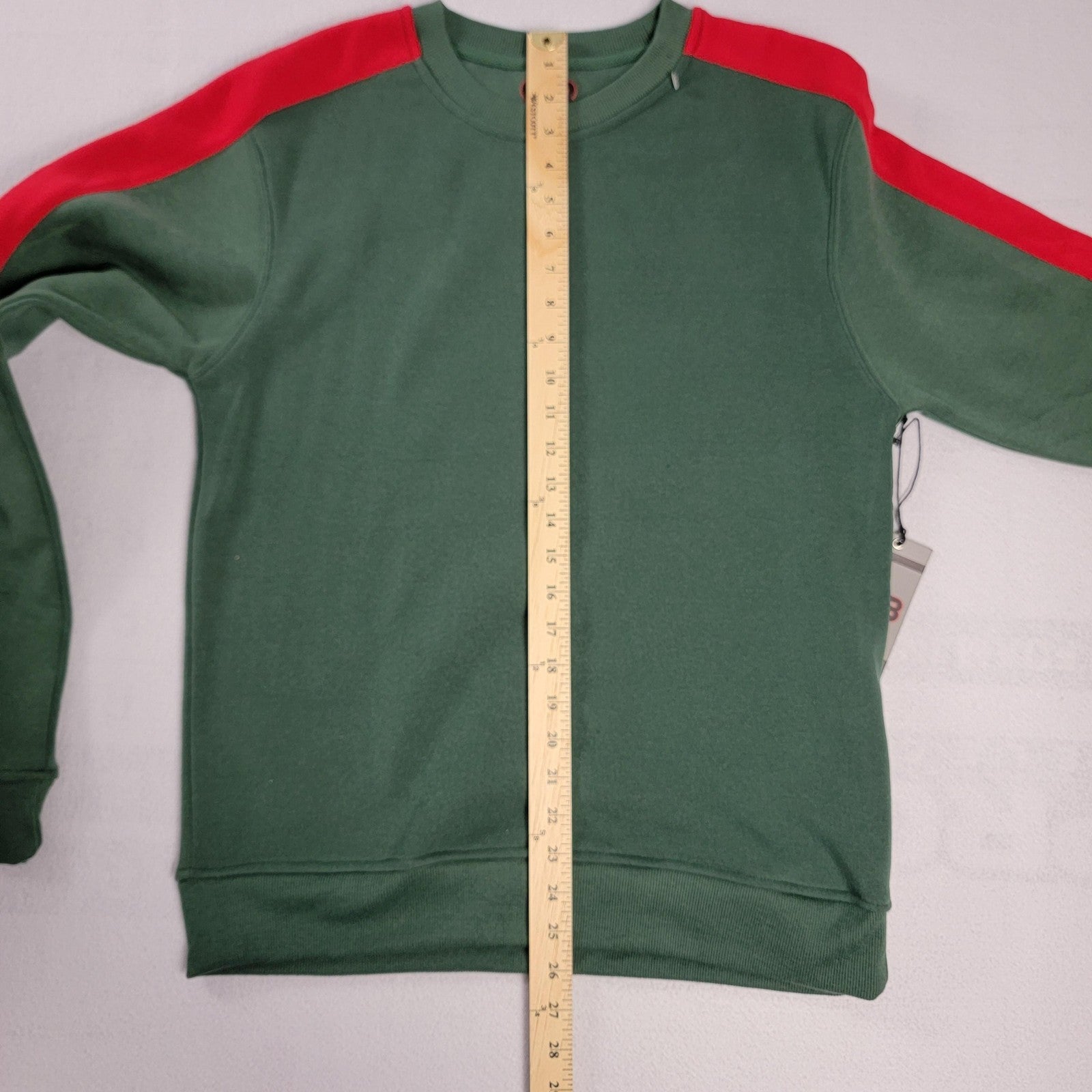 Royal Blue Sweater Mens Medium Green Red Crewneck Pullover Stripe Athletic