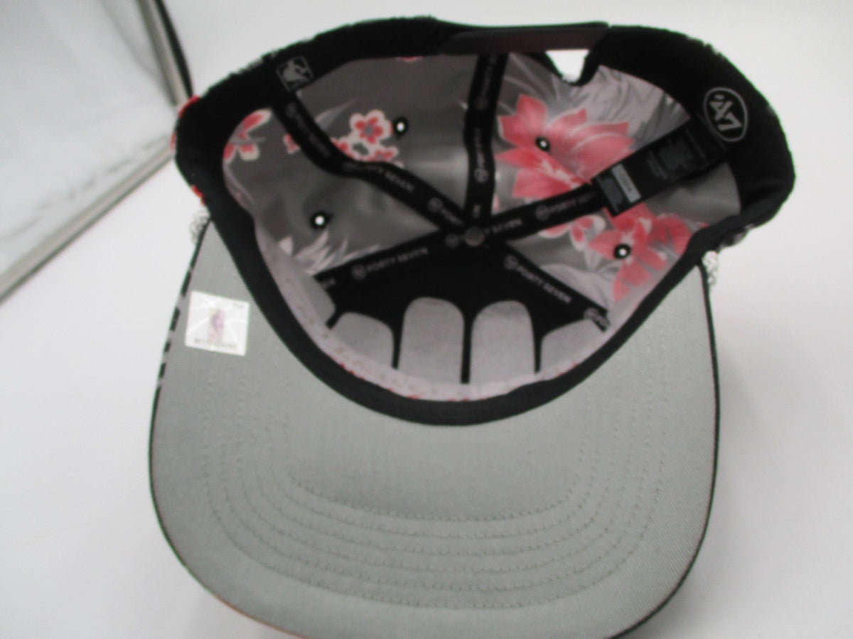 Chicago Bulls Hat Cap Snap Back One Size Floral Black NBA Basketball 47 Brand8