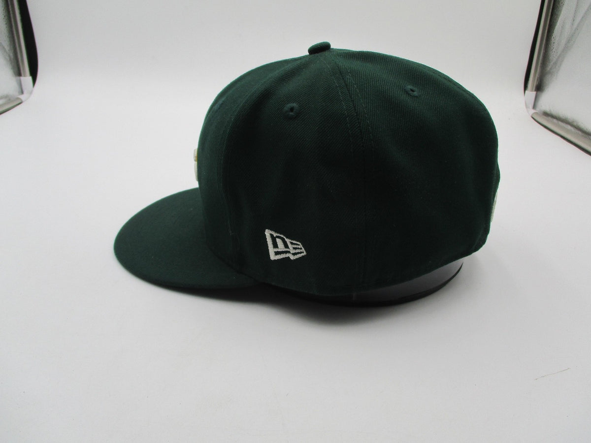 Oakland Athletics Hat Cap Fitted Mens 7 5/8 Green Yellow MLB Baseball New Era5
