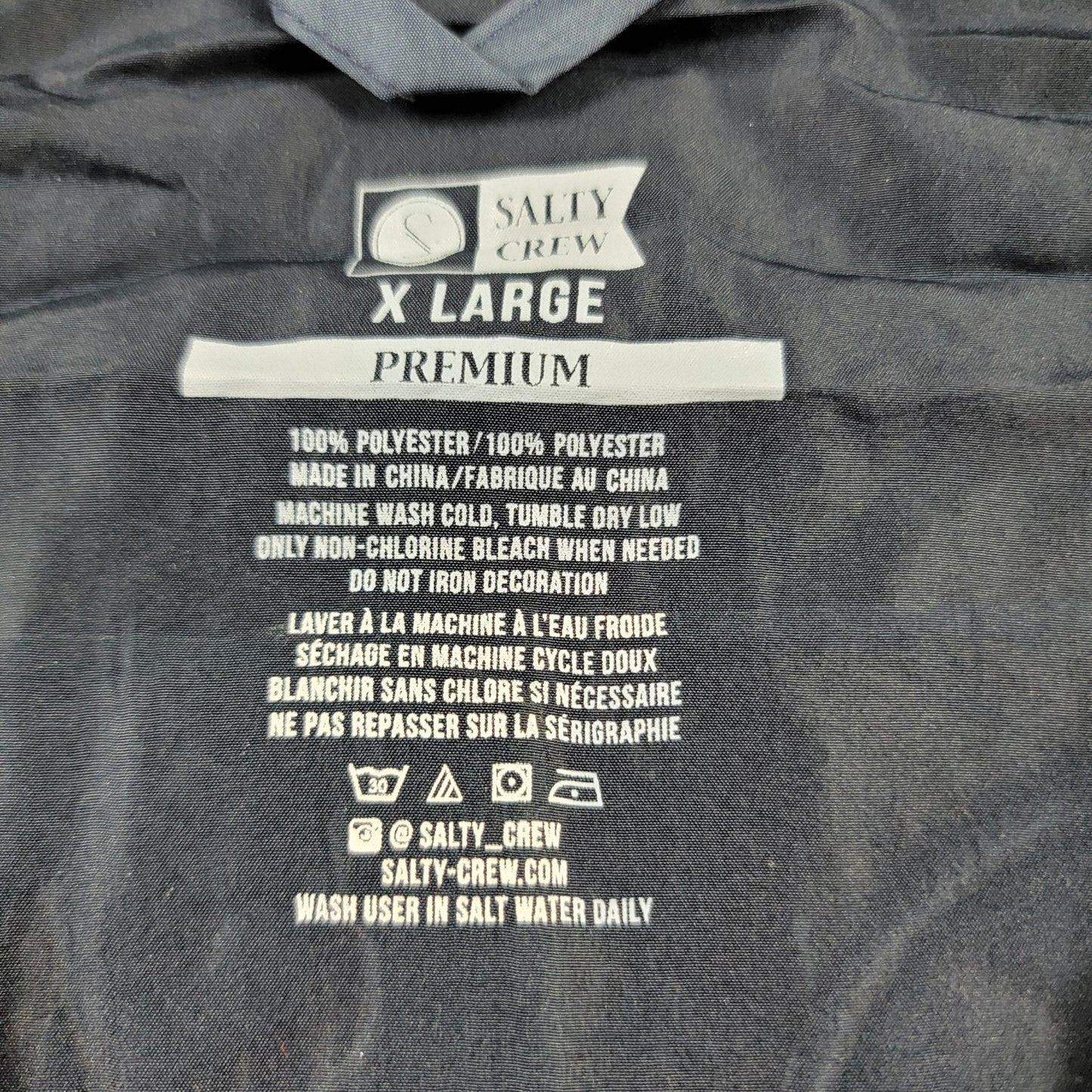 Salty Crew Jacket XL Blue Hooded Full Zip Windbreaker Premium Lightweight