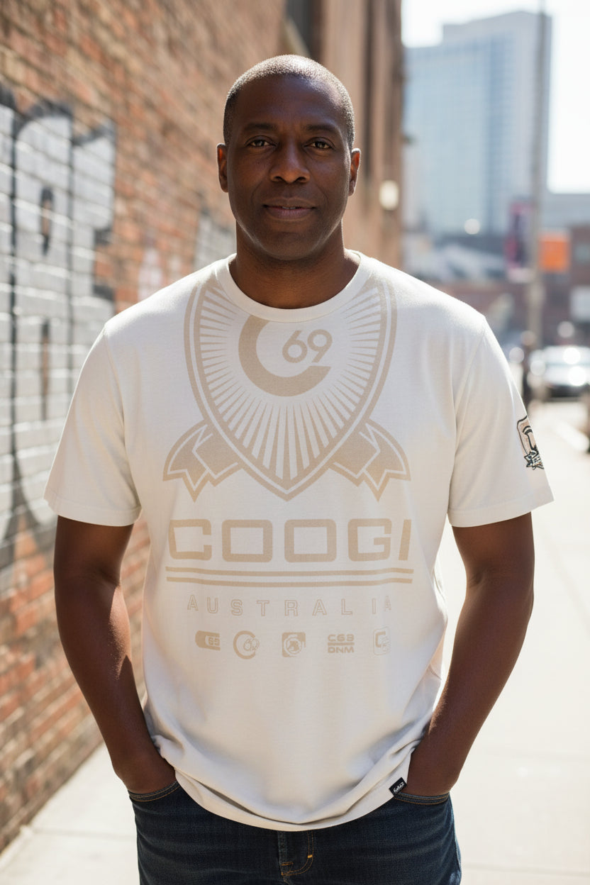 COOGI Shirt Mens 2XL White C69 Australia Logo Graphic Tee Streetwear Casual0