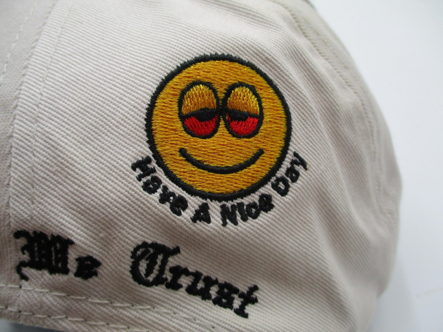 GASNYC Hat Cap Snap Back Mens One Size Beige Black GAS Graphic Embroidered Funny9