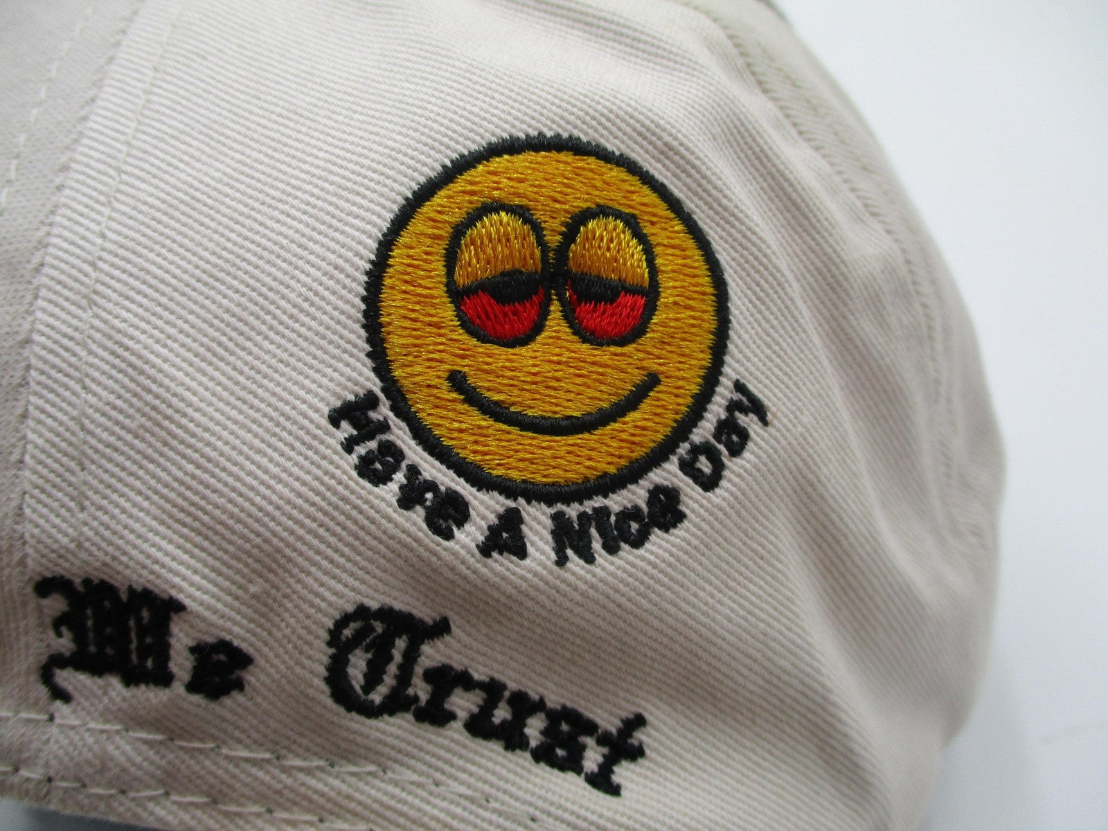 GASNYC Hat Cap Snap Back Mens One Size Beige Black GAS Graphic Embroidered Funny9
