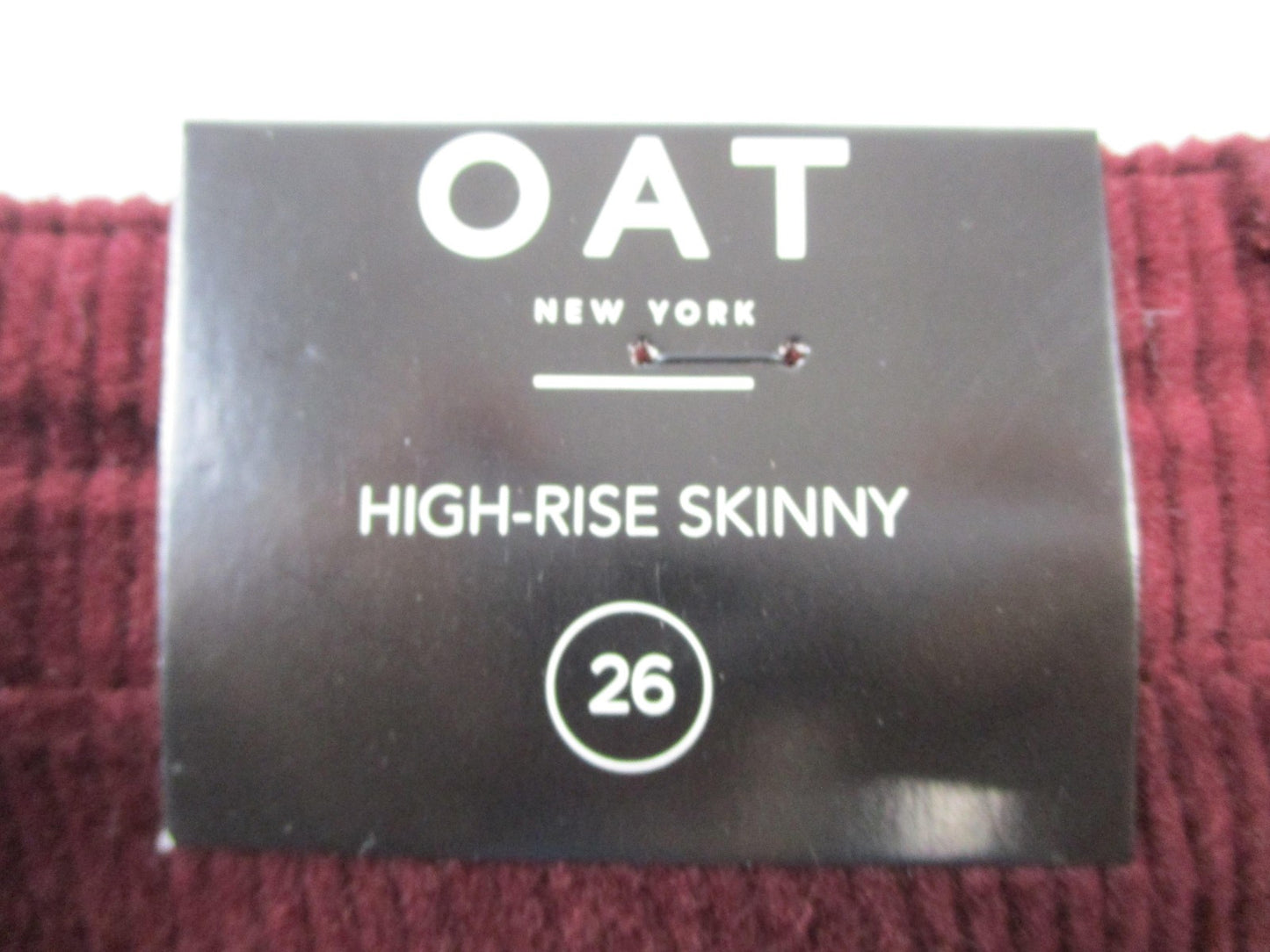 OAT New York HighRise Skinny Jeans Womens 26 Red Corduroy Stretch Fall 14435