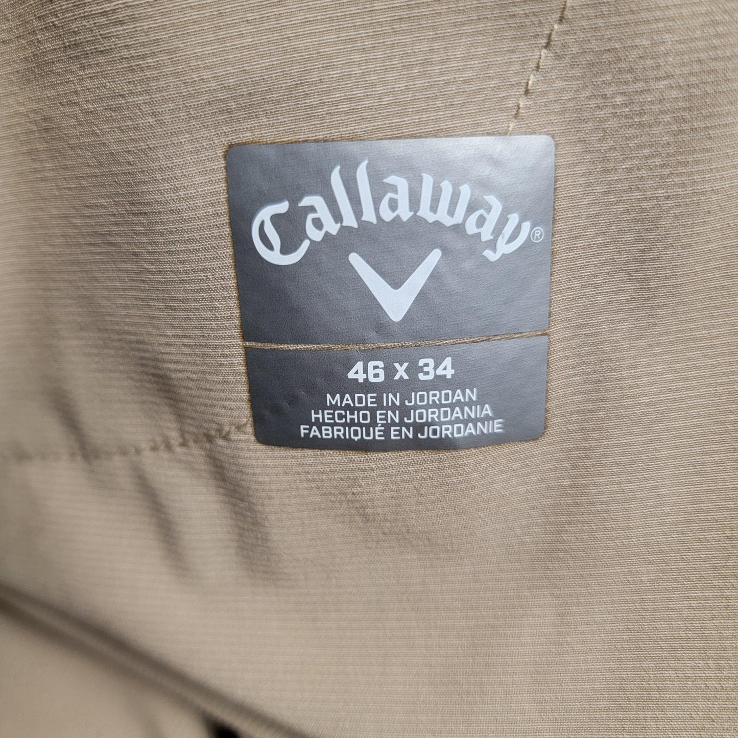 Callaway Pants Men 46x34 Khaki Golf OptiDri Stretch Lightweight Performance 9894