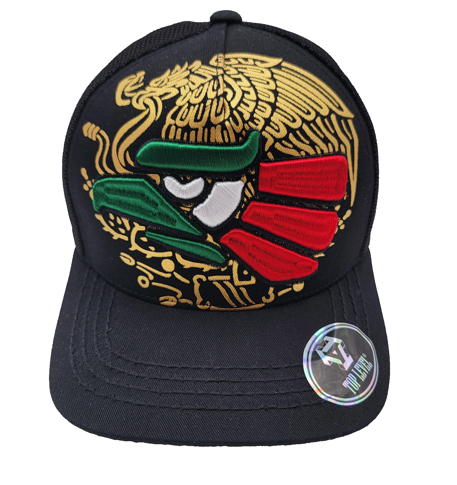 Top Level Hat Cap Snap Back Mesh Embroidered Mexico Flag Eagle Trucker Mens0