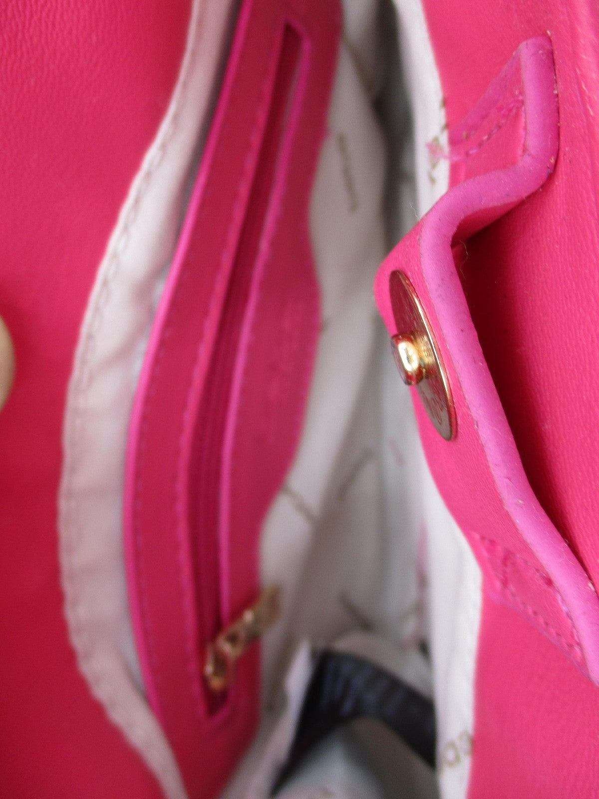 Bebe Satchel Bag Womens Mini Hot Pink Quilted Faux Leather Crossbody Purse Gold6