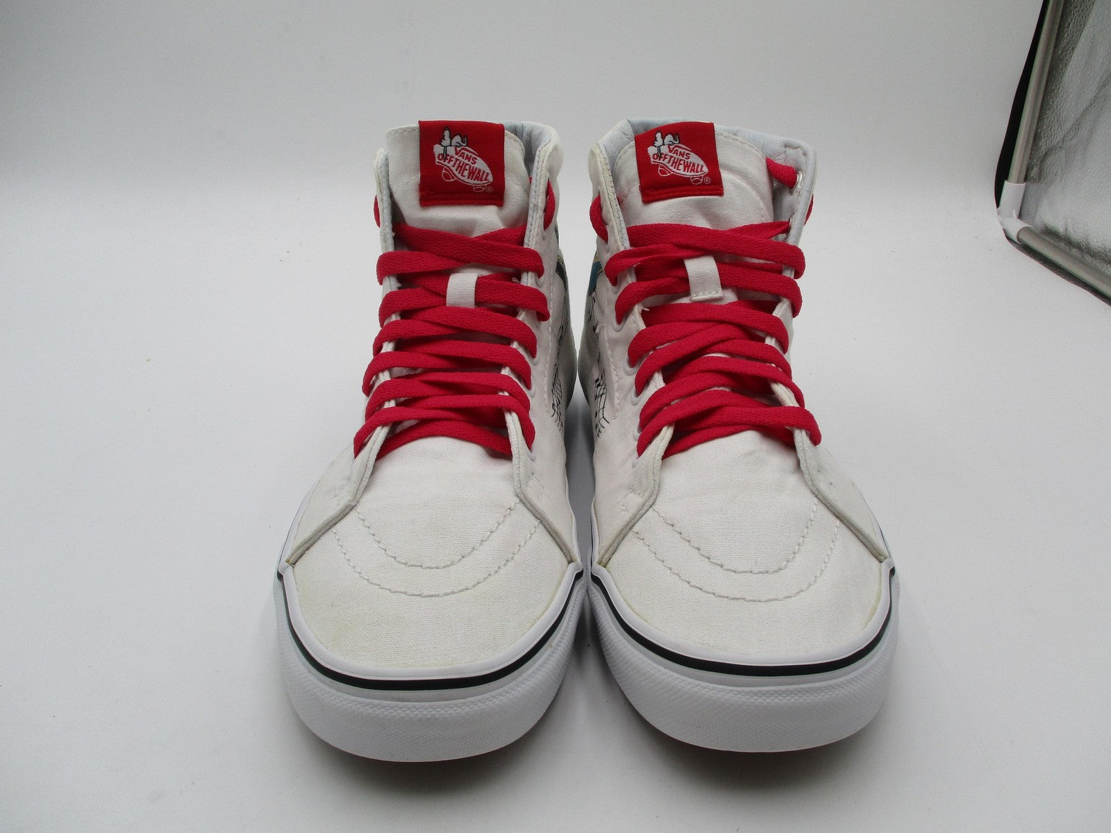 Vans Peanuts Sk8-Hi Shoes Mens Size 8.5 White Red Snoopy High Top Music 5007141