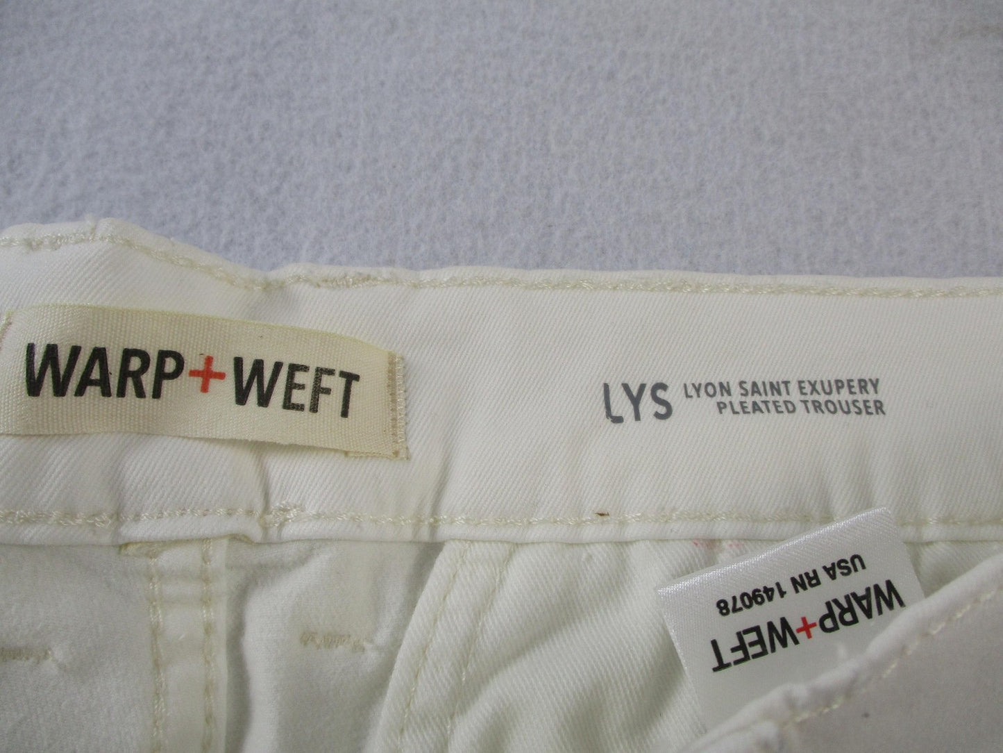 Warp + Weft Pants Mens 34x31 White LYS Lyon Pleated Trouser Chino Playa 14403