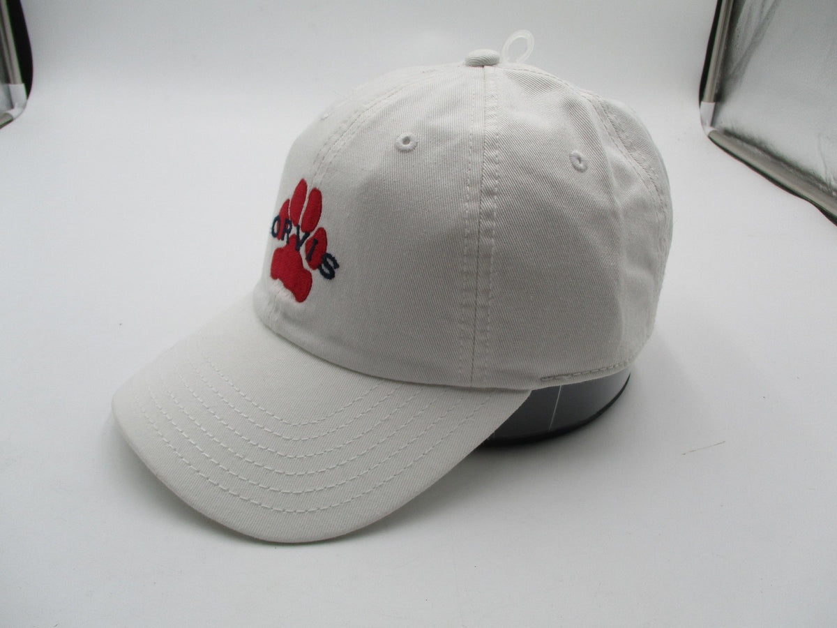 Orvis Hat Cap Strap Back Mens One Size White Paw Print Dog Baseball Cotton Twill3