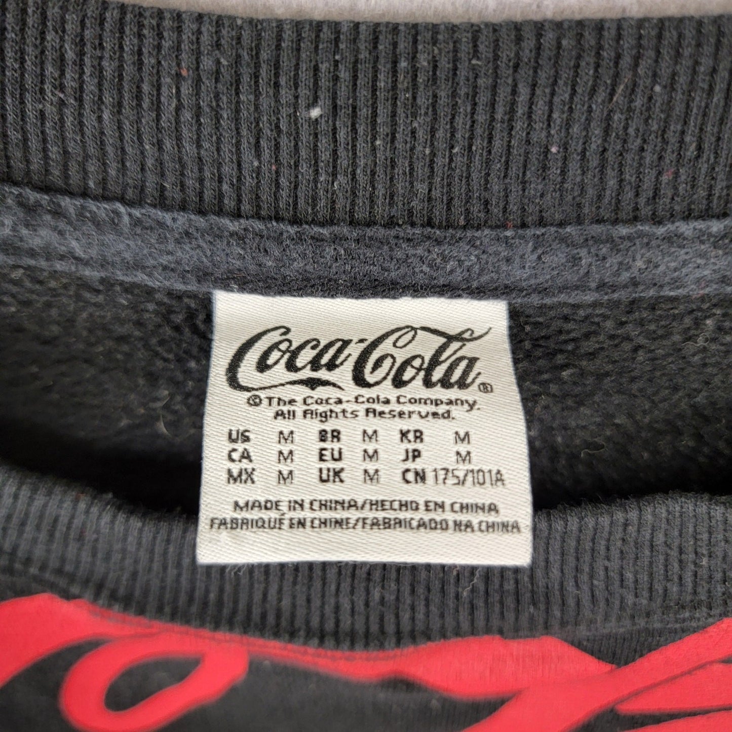 CocaCola AOP Logo Red on Black Long Sleeve Pullover Sz M