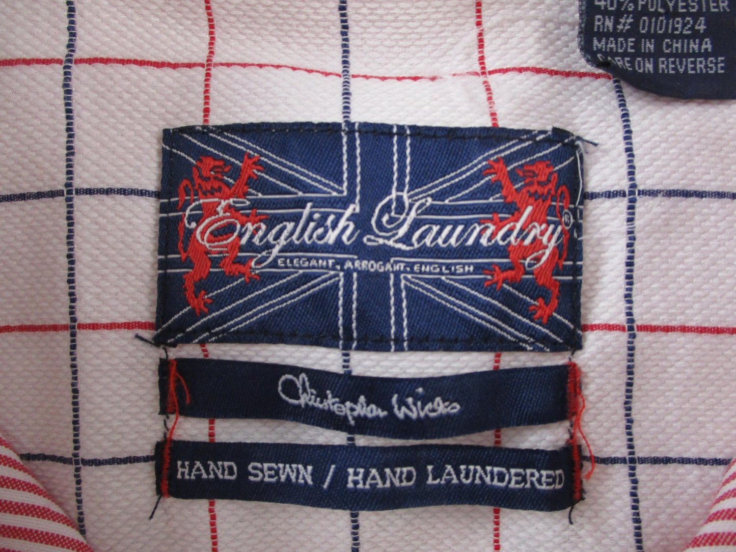 English Laundry Shirt Mens 2XL Red Striped Long Sleeve Embroidered ELW810 15593