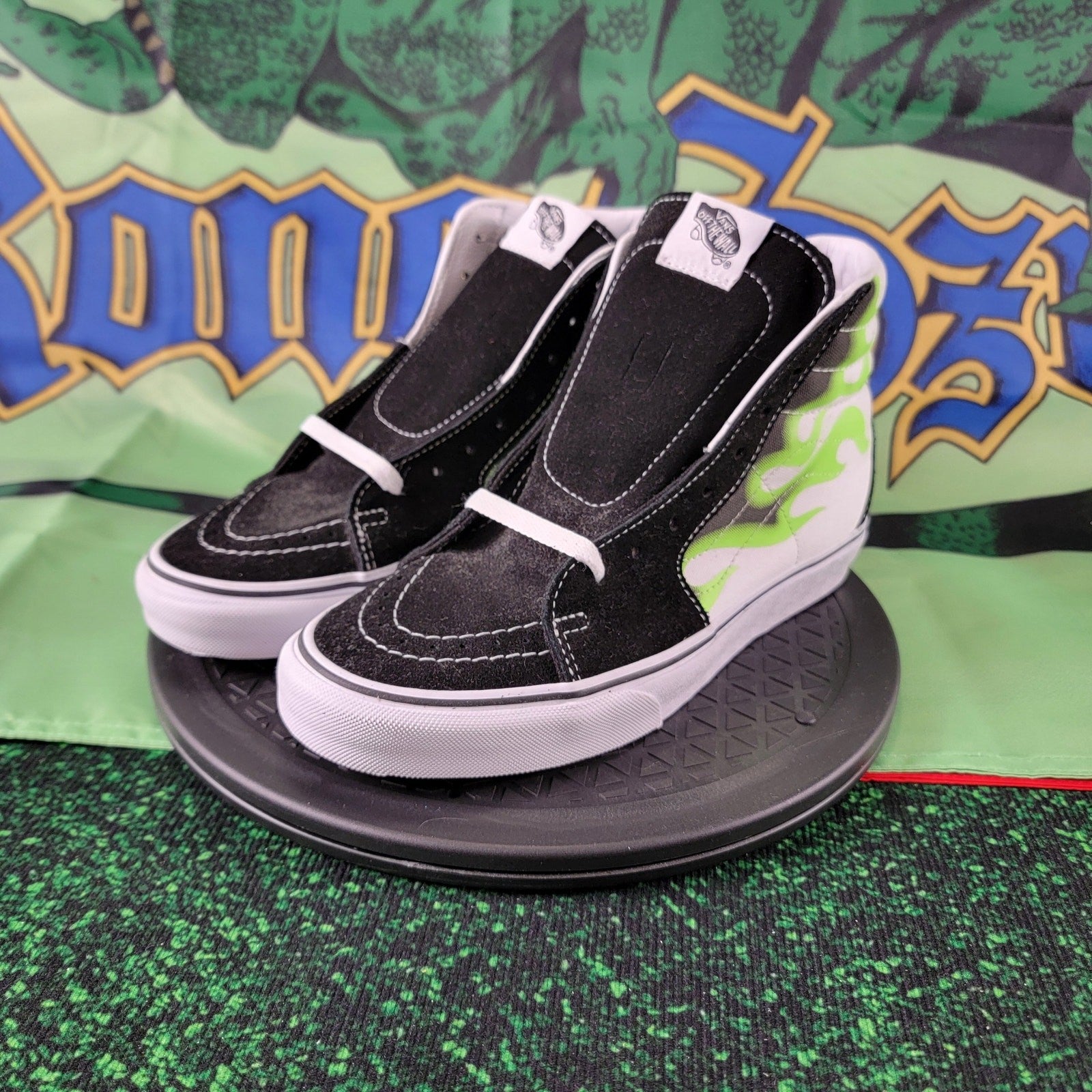 Vans Sk8Hi 'Flame Black White' Sz 8M 9.5W VN0A4U3CXEY NWOB