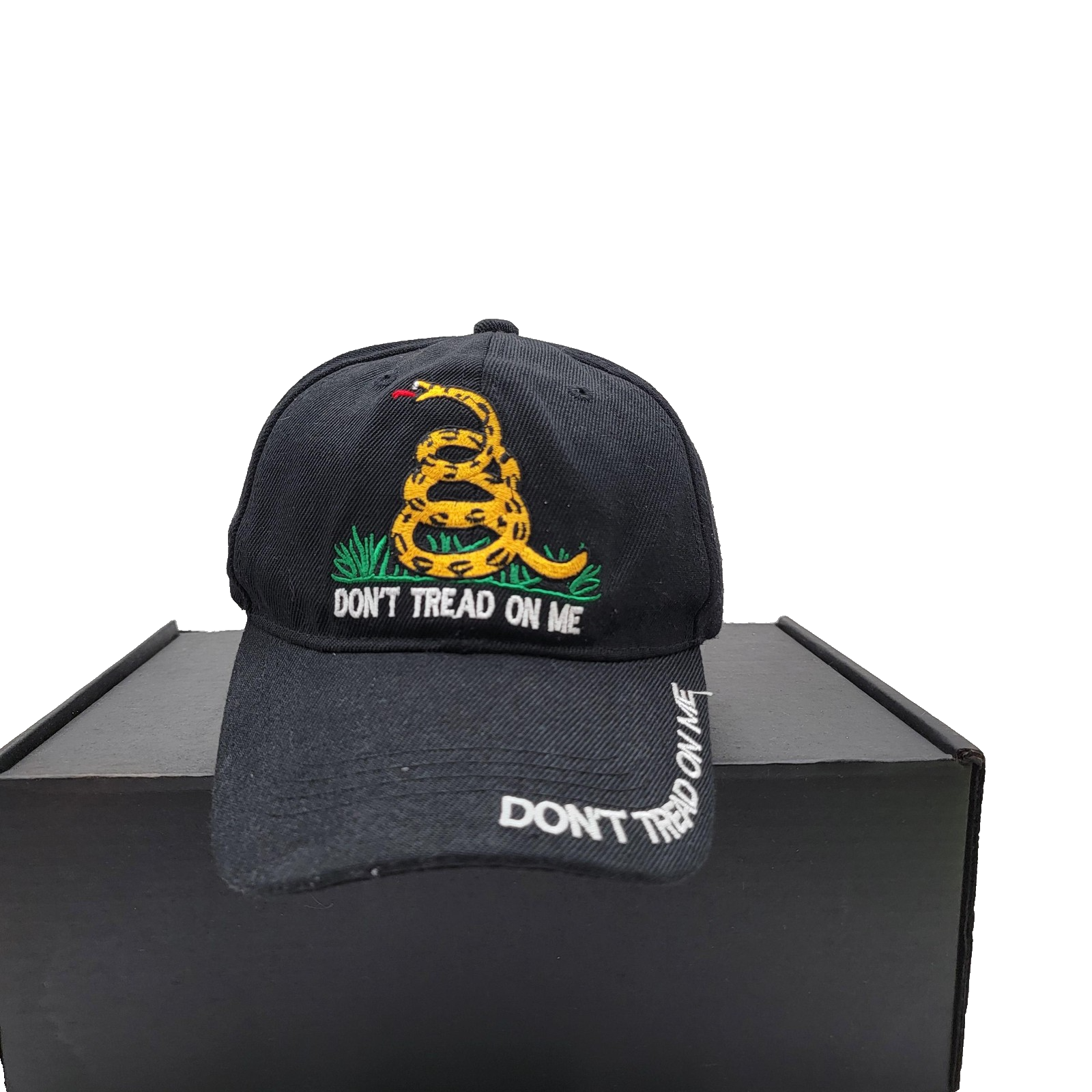 Dont Tread On Me Hat Cap Strap Back Black Embroidered Snake Slogan Mens One Size0
