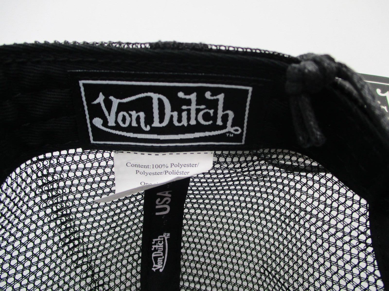 Von Dutch Hat Cap Snap Back One Size Black Pink Studded Trucker Mesh Mens9
