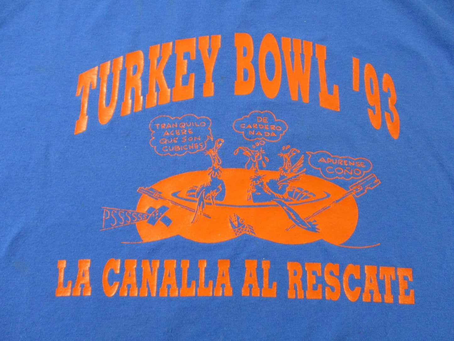 Vintage Turkey Bowl '93 Shirt Mens XL Blue La Canalla Hanes Graphic Tee 90s 15844