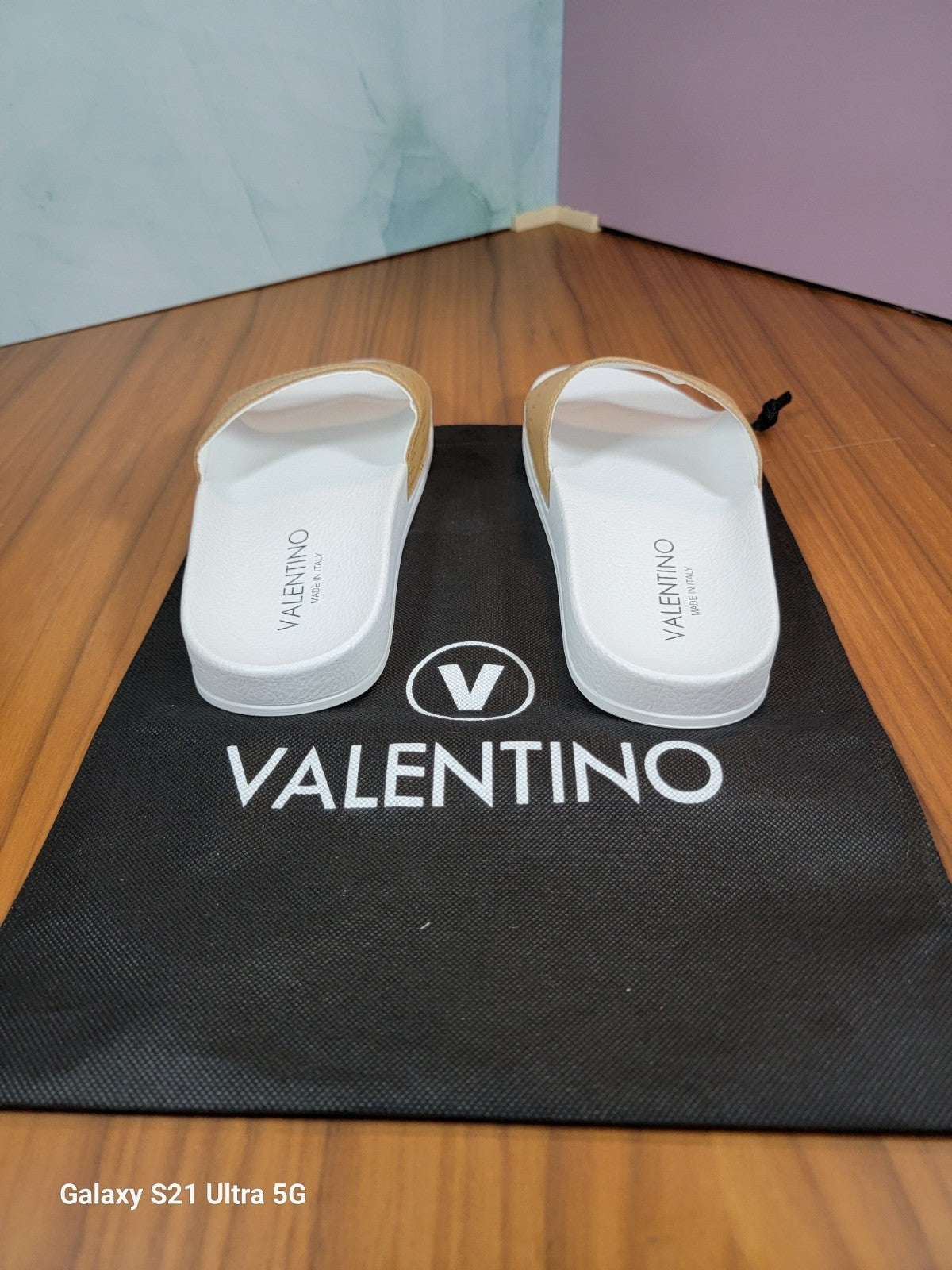 Valentino by Mario Valentino Logo Leather Slide Sandal Men Sz 9 EU 42 Tan2