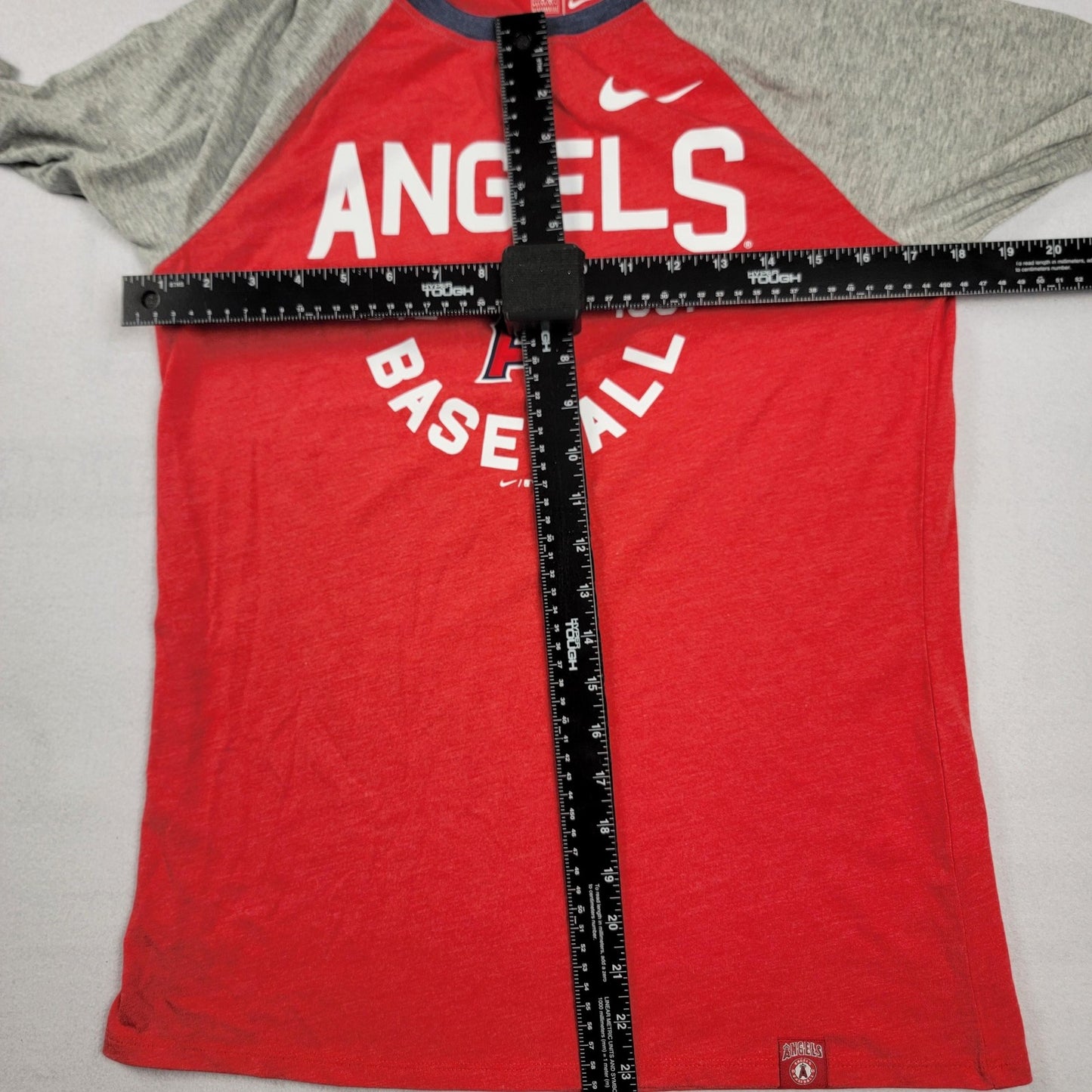 Los Angeles Angels Shirt Womens Medium Red Gray MLB Baseball Nike 3/4 Sleeve 9913