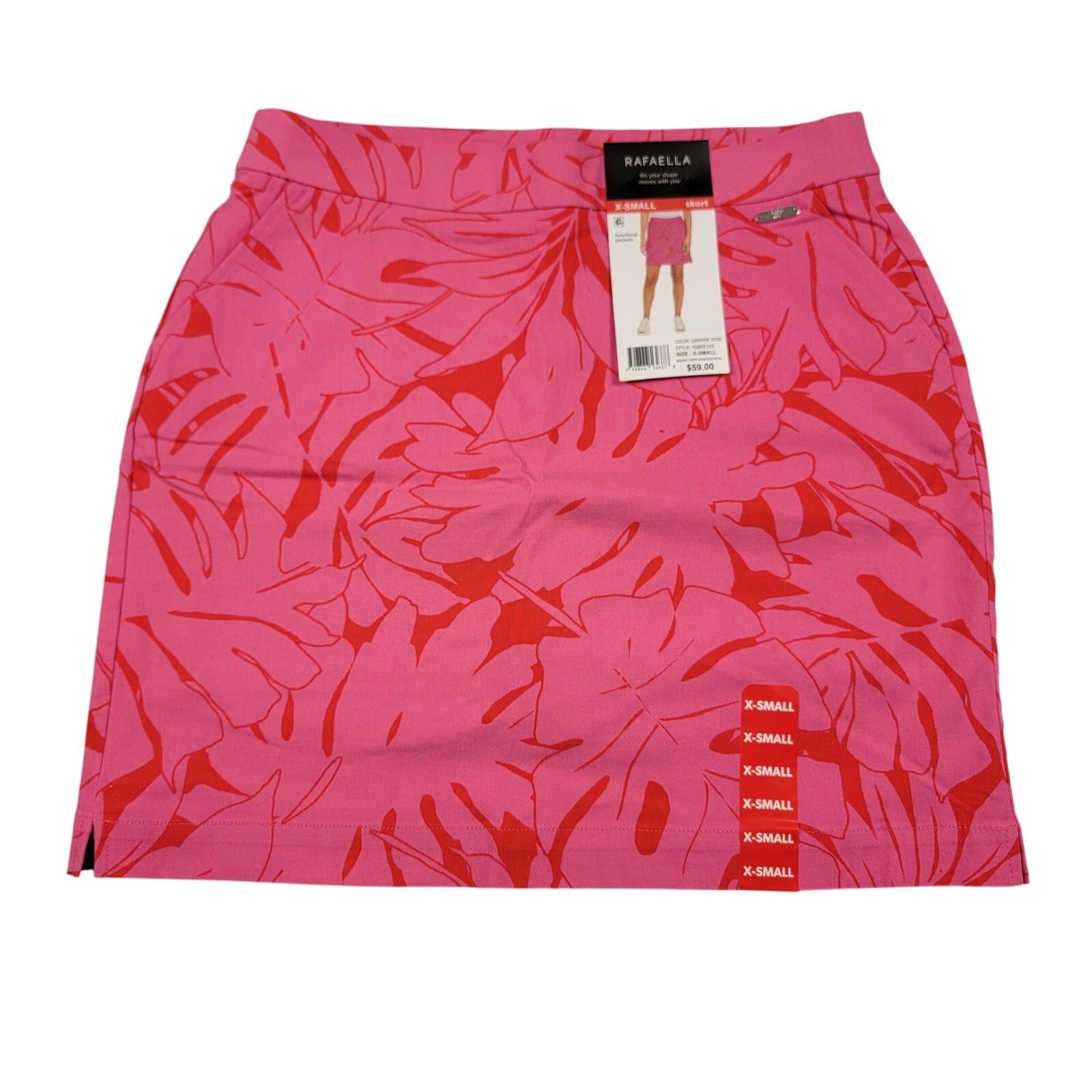 Rafaella Pink Red Leaf Print Skort Women’s XSmall NWT Stretch Performance