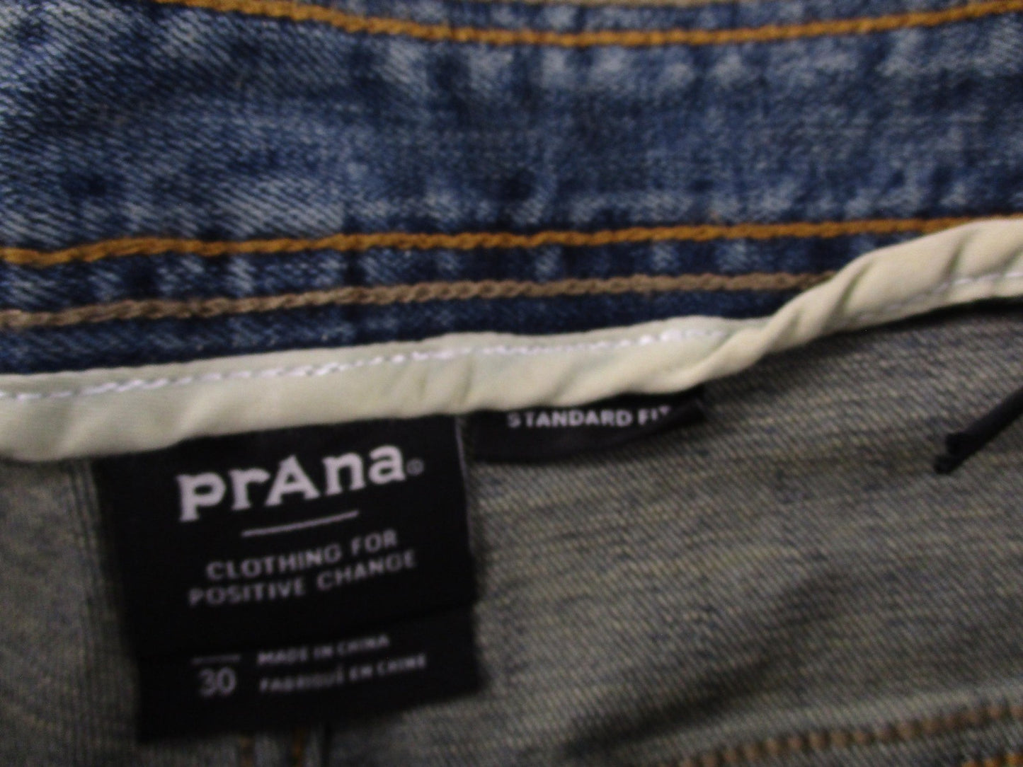 PrAna Axiom Jeans Mens 34x30 Blue Antique Stone Wash Straight Stretch Denim5