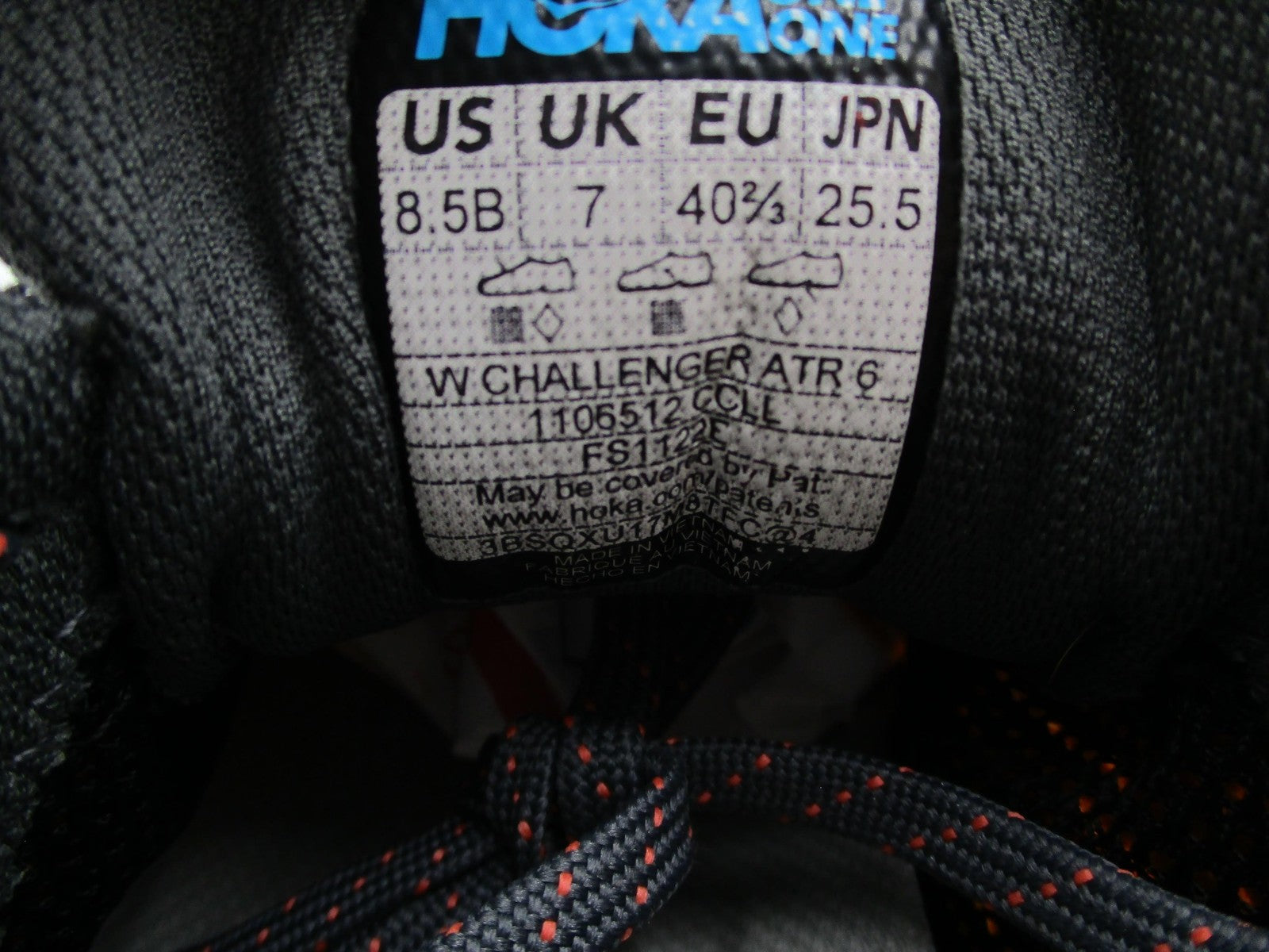 Hoka One One Challenger ATR 6 Shoes Womens Size 8.5 Gray Orange Trail 110651213