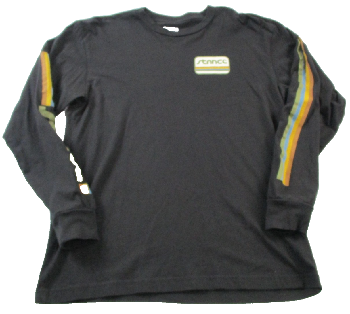 Stance Shirt Mens Large Black Long Sleeve Retro Stripe Logo Graphic Crewneck Tee0