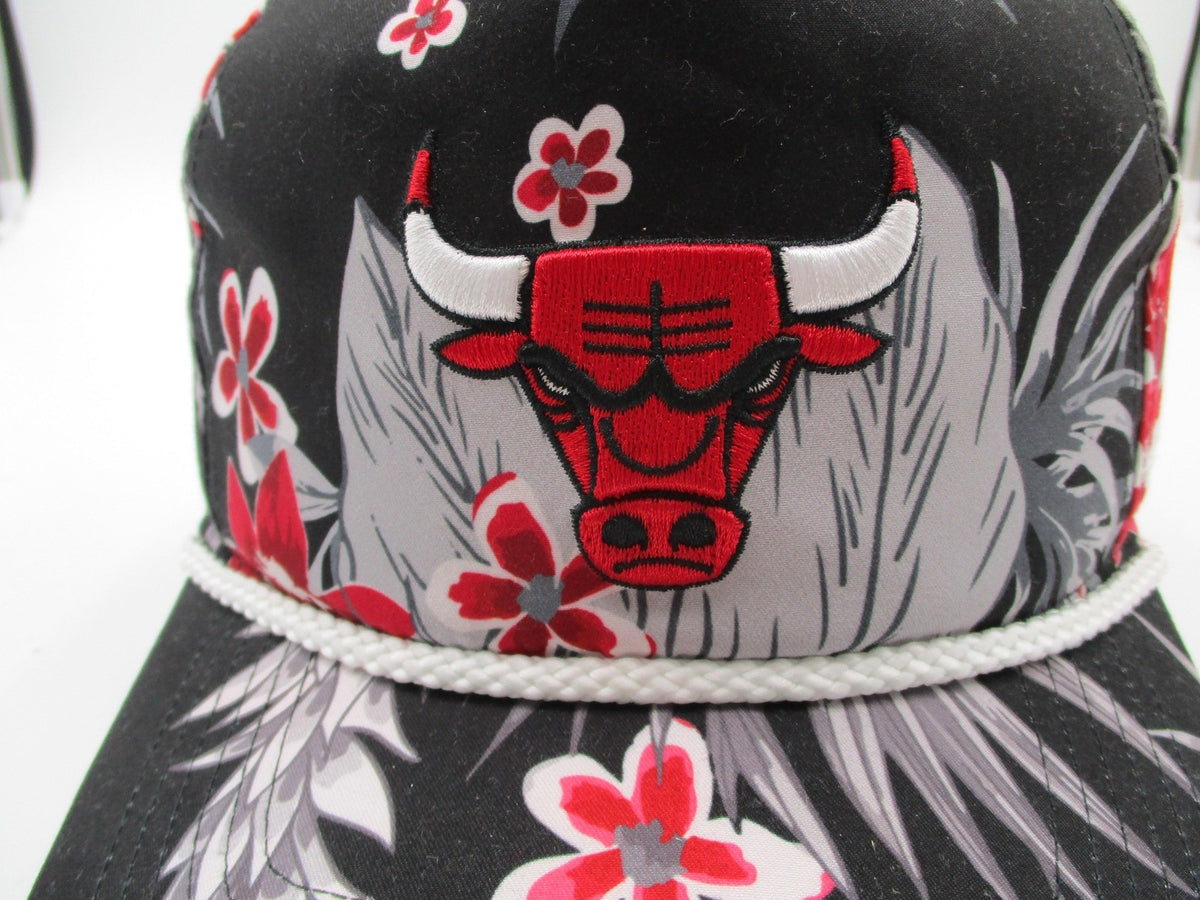 Chicago Bulls Hat Cap Snap Back One Size Floral Black NBA Basketball 47 Brand1