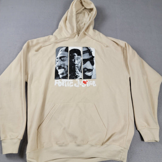 Tupac Poetic Justice Hoodie Cream Mens Sz L