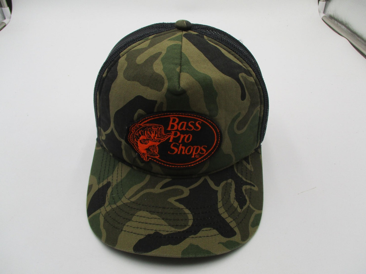 Bass Pro Shops Hat Cap Snap Back One Size Green Camo Trucker Mesh Patch Mens2