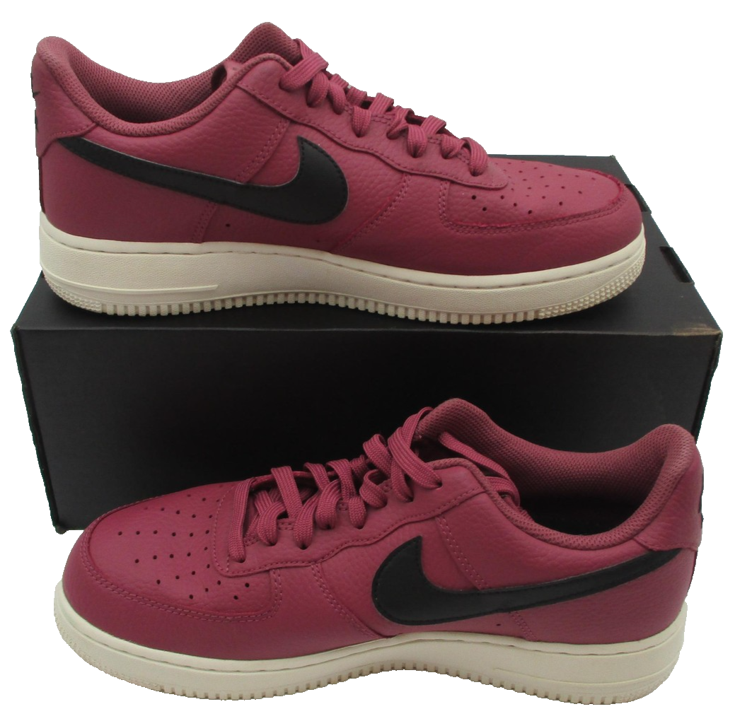 Nike Air Force 1 Low Shoes Mens Sz 9.5 Red Black Leather Low Top AA4083-601 1U53
