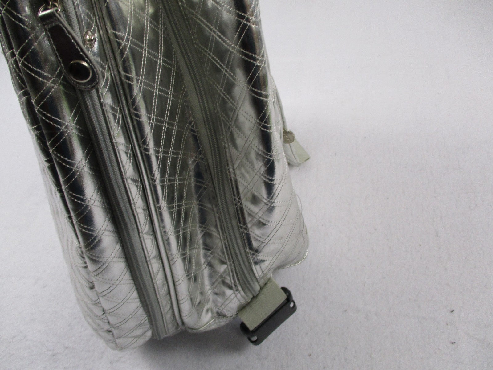 Life Is Tennis Metallic Quilted Backpack Bag Silver Tennis Racket Holder Gear4