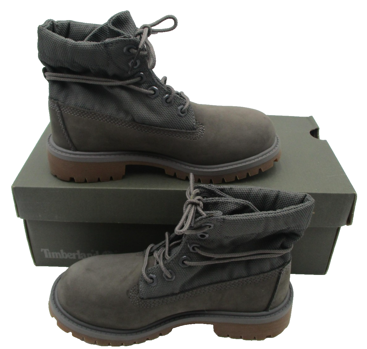 Timberland Boots Girls Size 13.5 Roll Top Grey Mono Combat Youth TB0A16C73