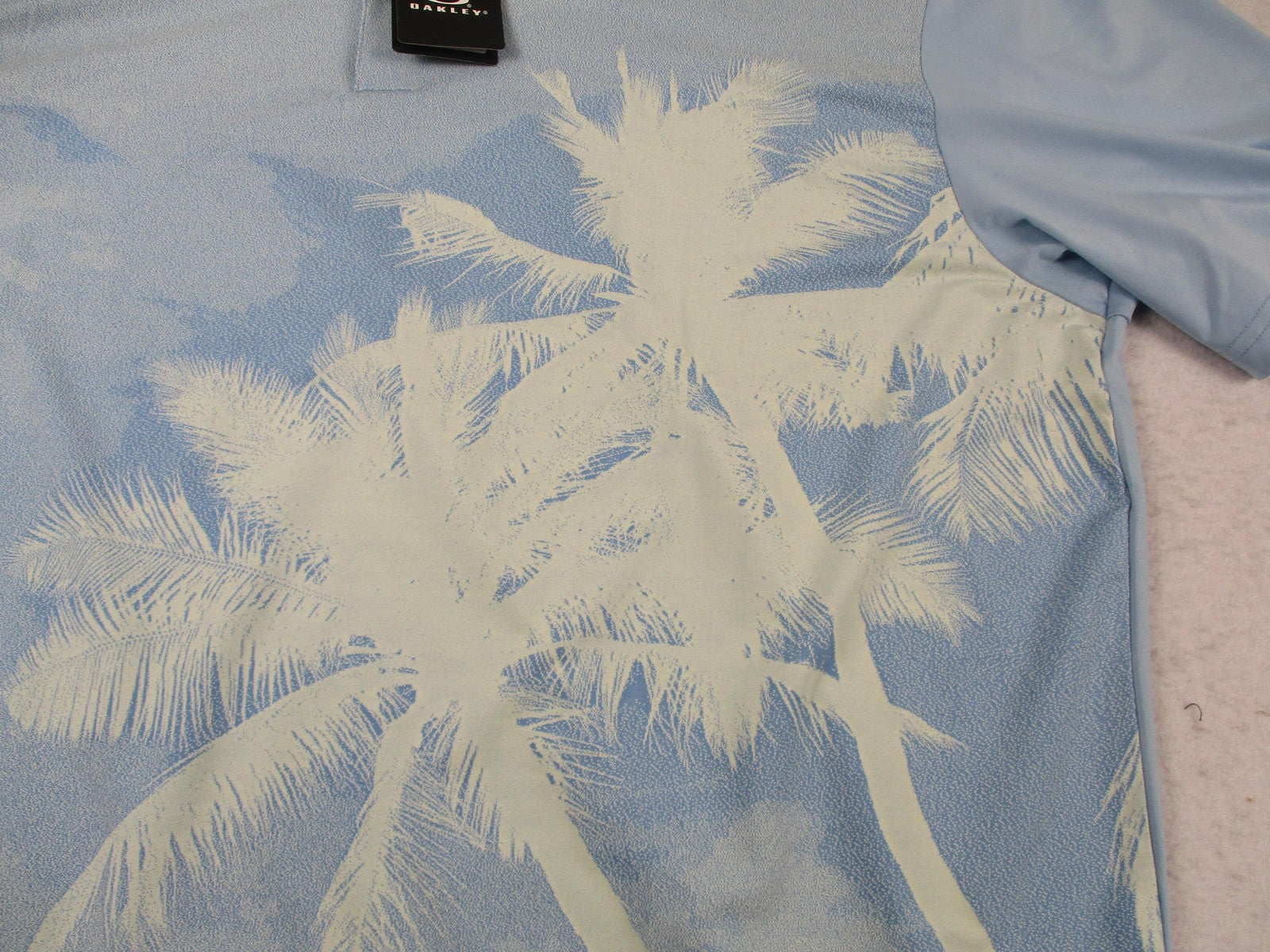 Oakley Reduct Hydrolix Polo Shirt Mens 2XL Blue Palm Tropical Graphic Golf 13164
