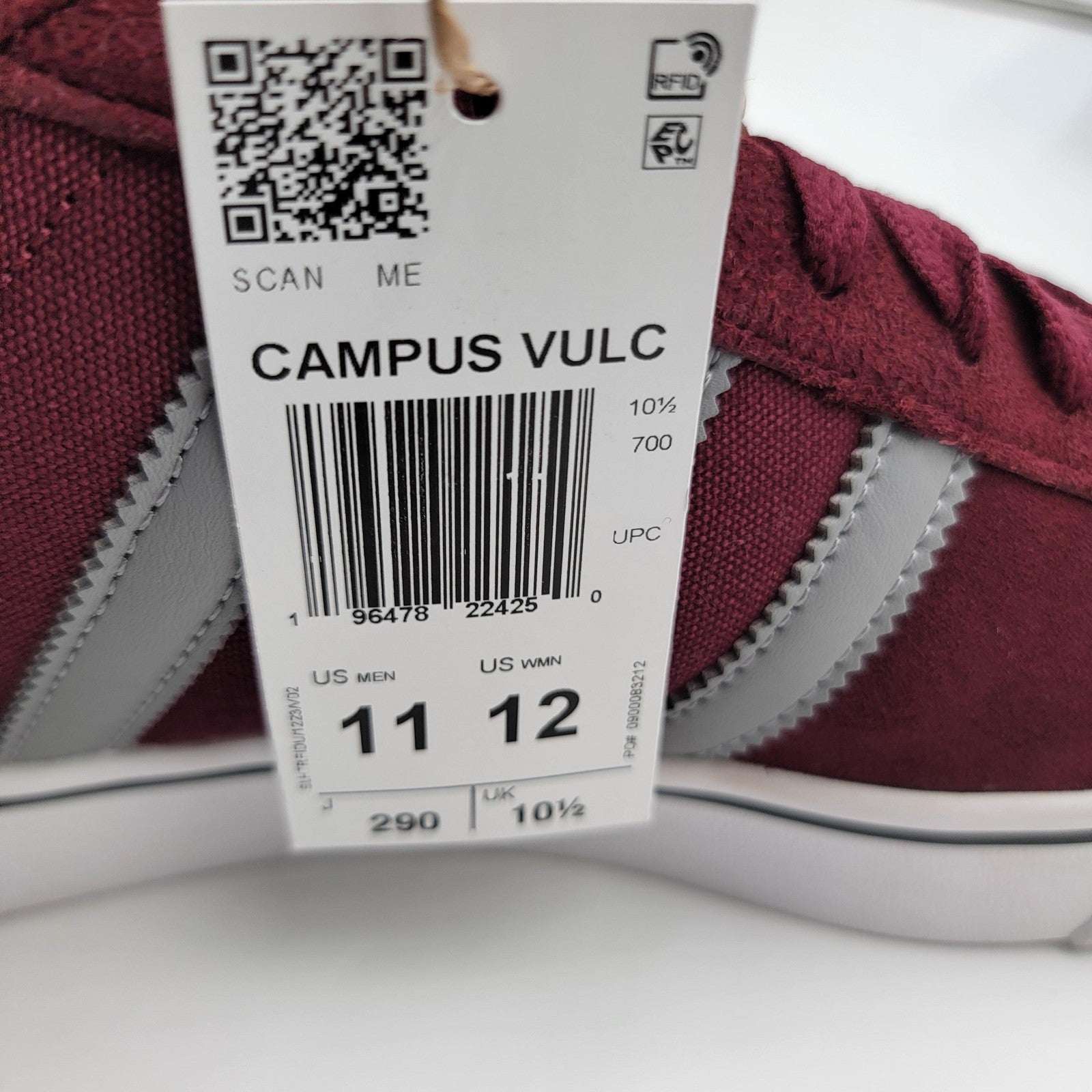 Adidas Campus Vulc Shoes Mens Size 11 Maroon Gray Skate Classic Suede IF9286 New5