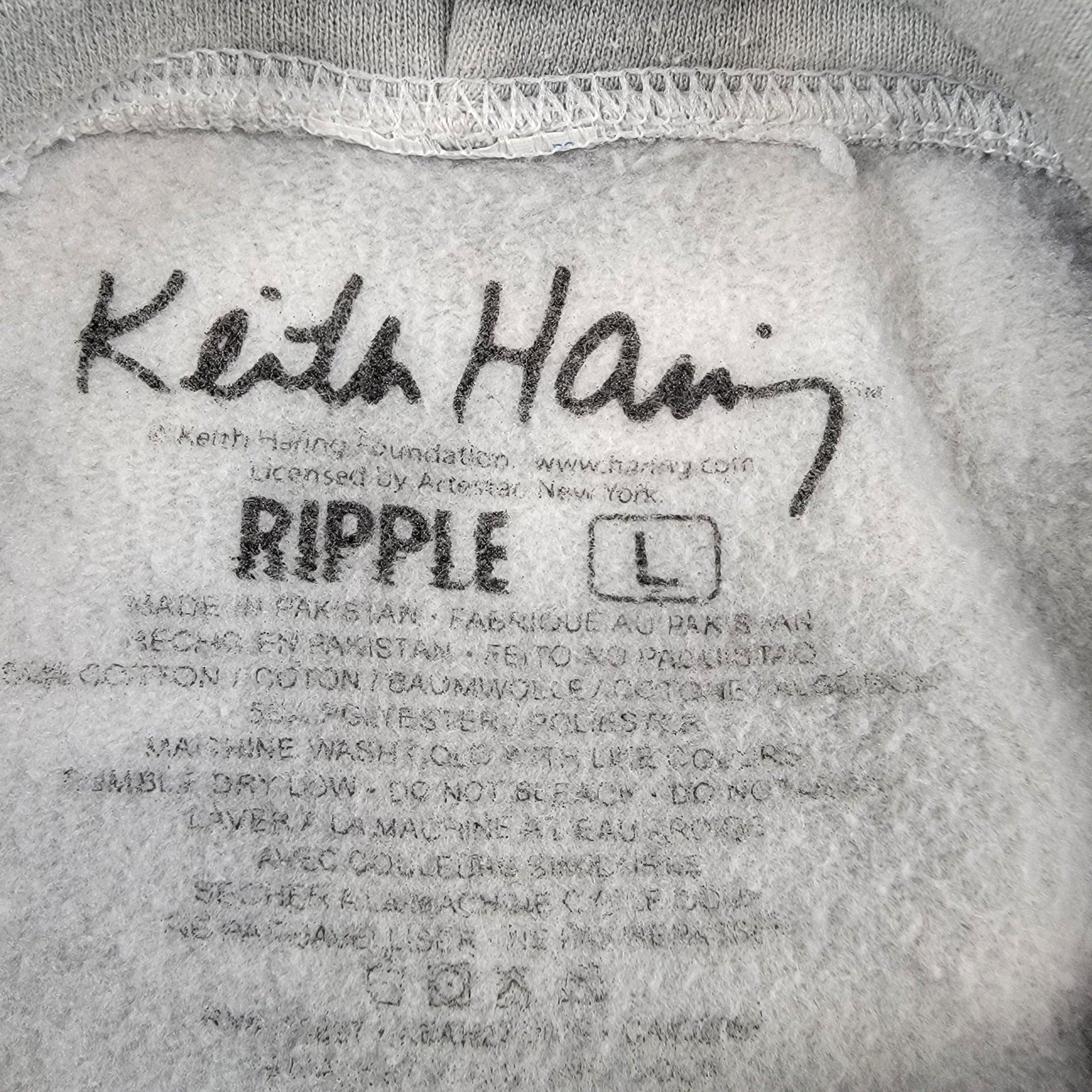 Ripple Junction Keith Haring Pop Art Tie Dye Hoodie Sz L5