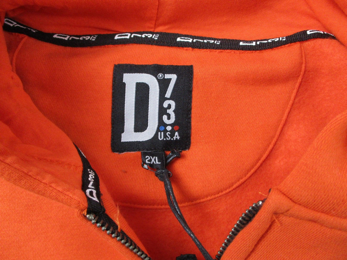 D73 USA Hoodie Mens 2XL Orange Full Zip Hot Wheels Racing 68 Graphic New 1288896